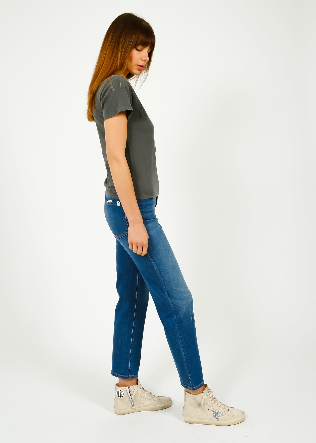 GG Distressed Slim Tee in Anthracite
