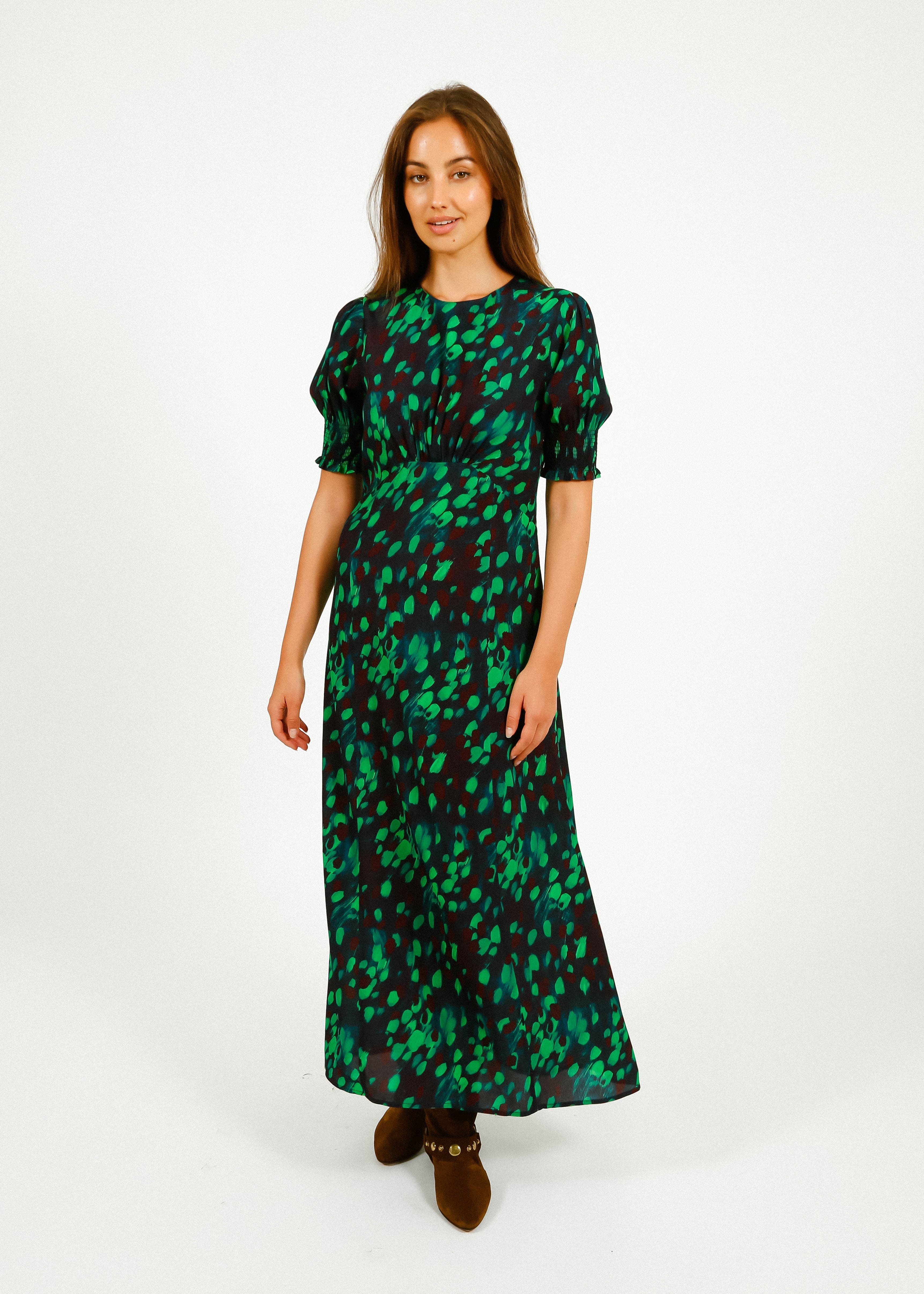 Primrose Park Dani Dress in Brushstroke Green