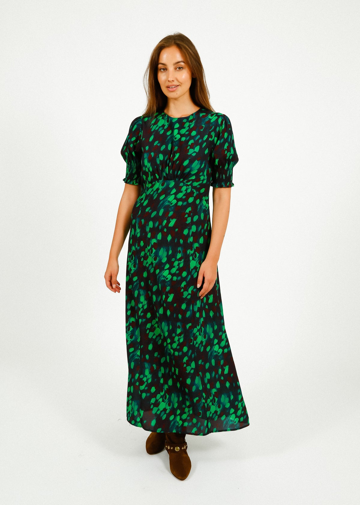 Primrose Park Dani Dress in Brushstroke Green
