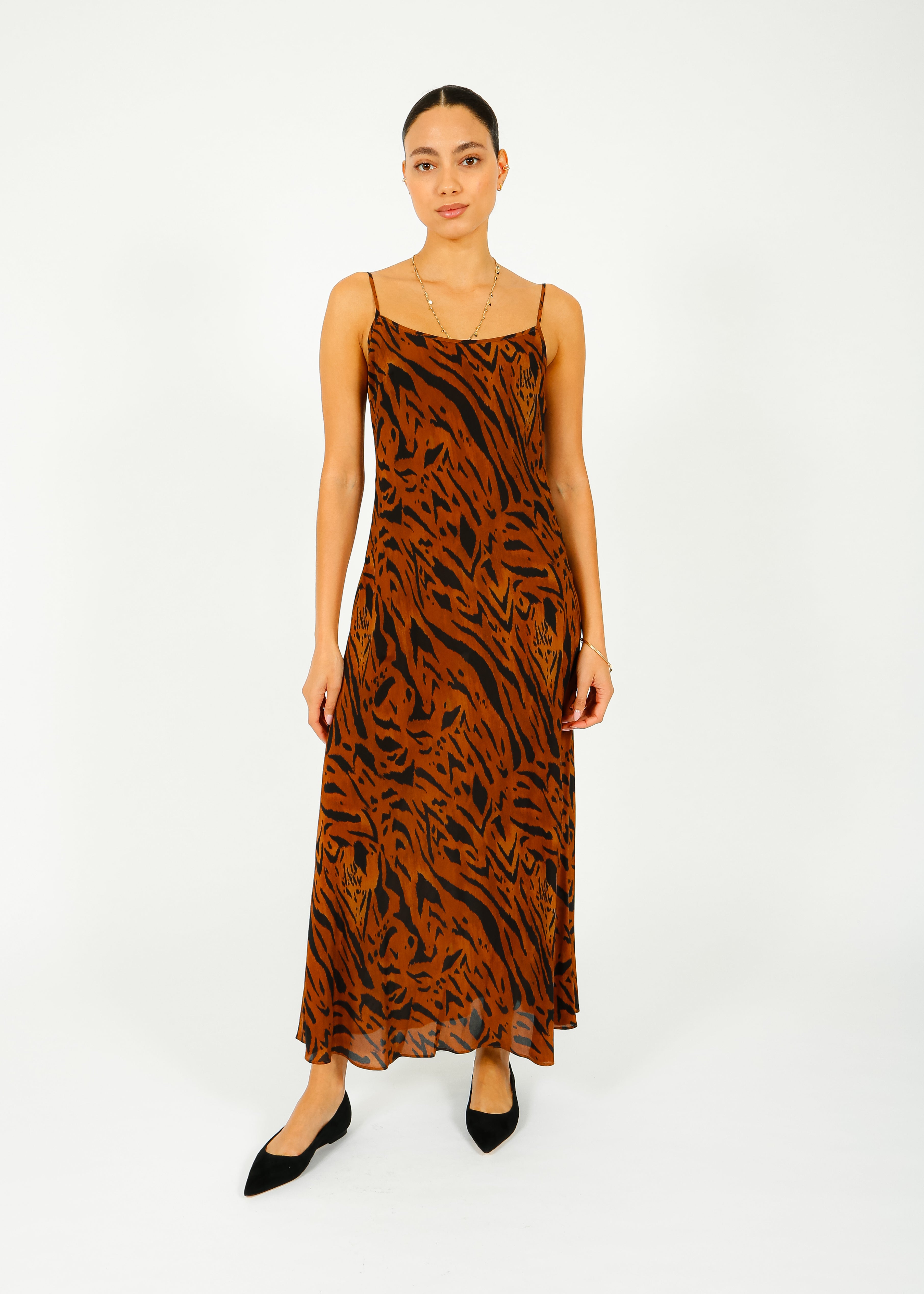 RIXO Holly Dress in Tiger Stripe