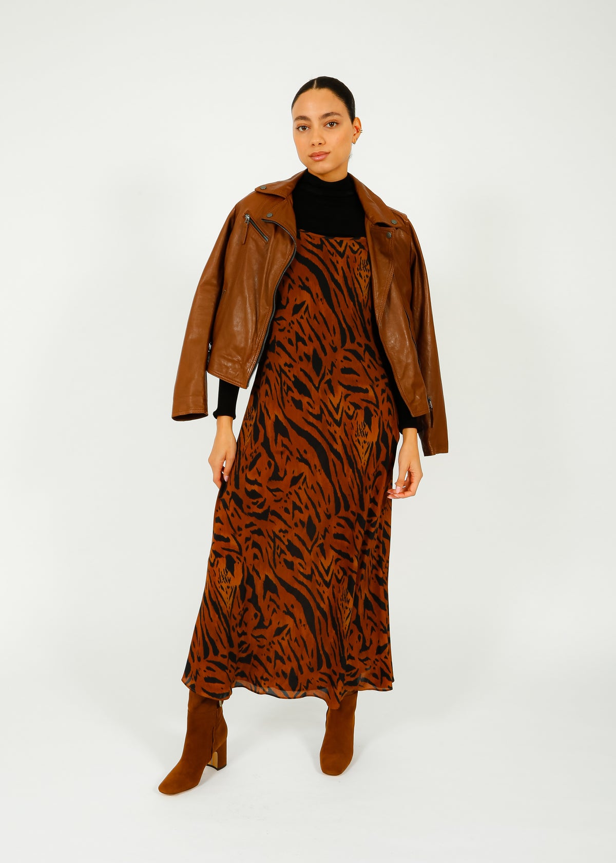 RIXO Holly Dress in Tiger Stripe