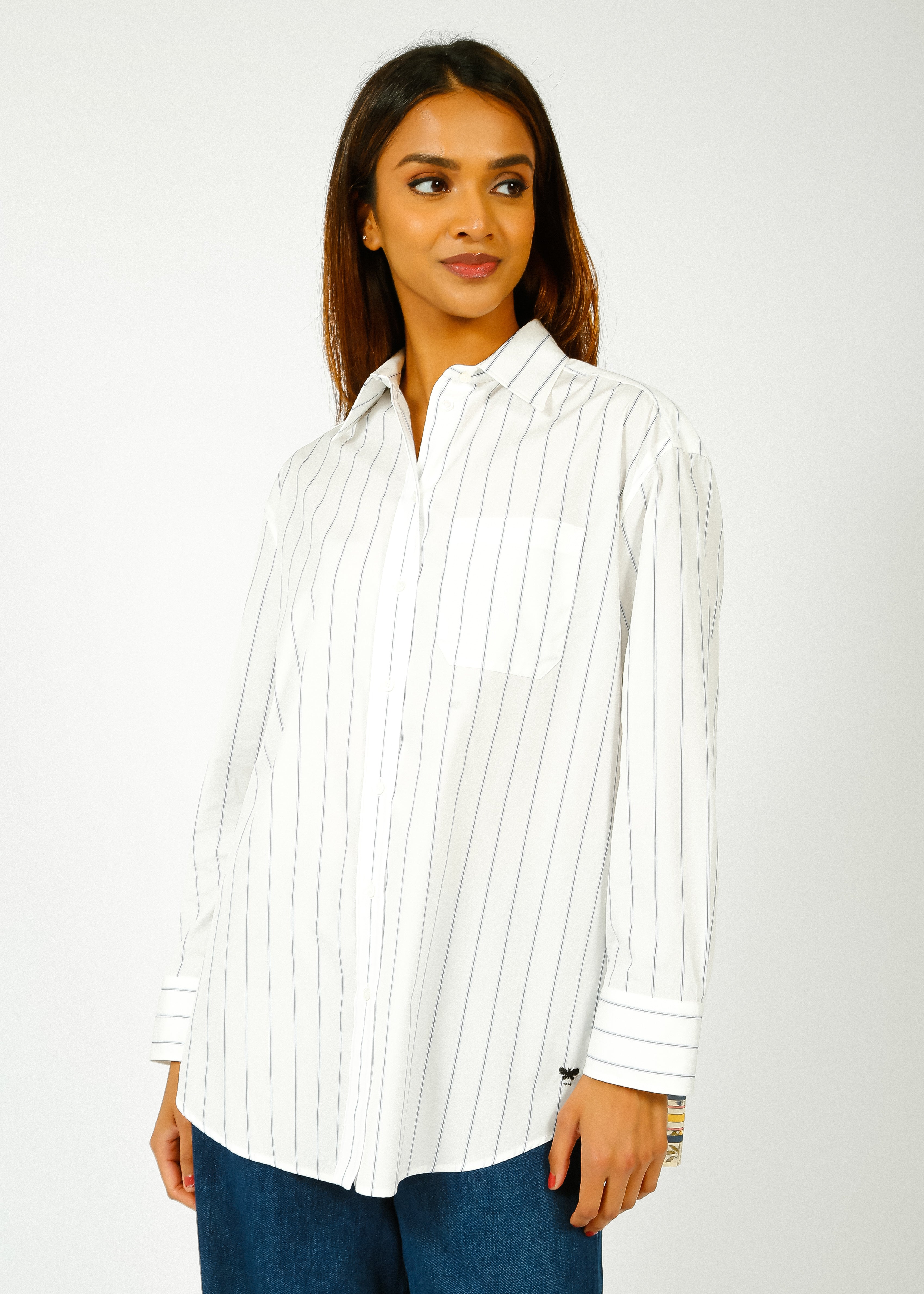 MM Corolla Stripe Shirt in Navy, Floral