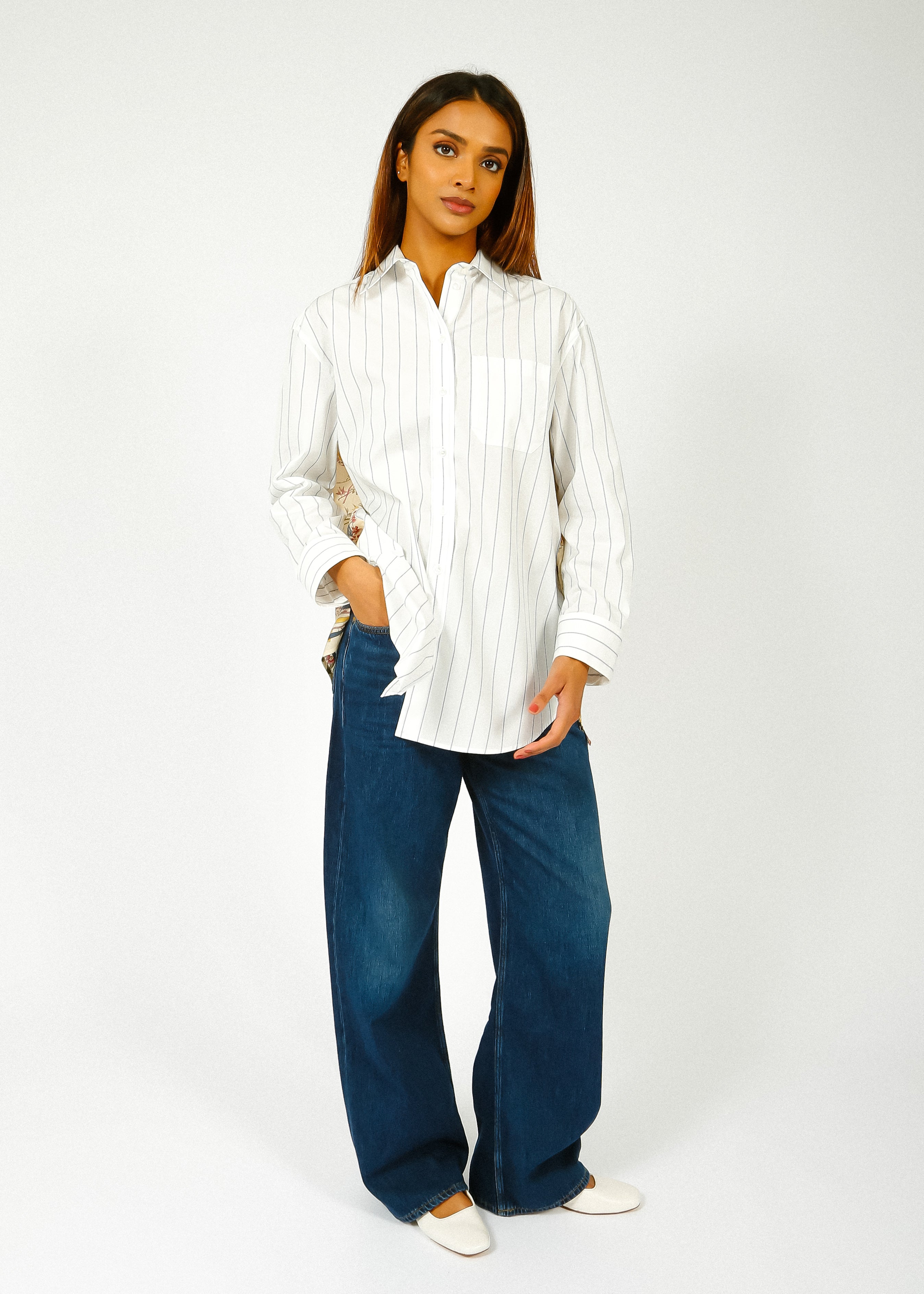 MM Corolla Stripe Shirt in Navy, Floral