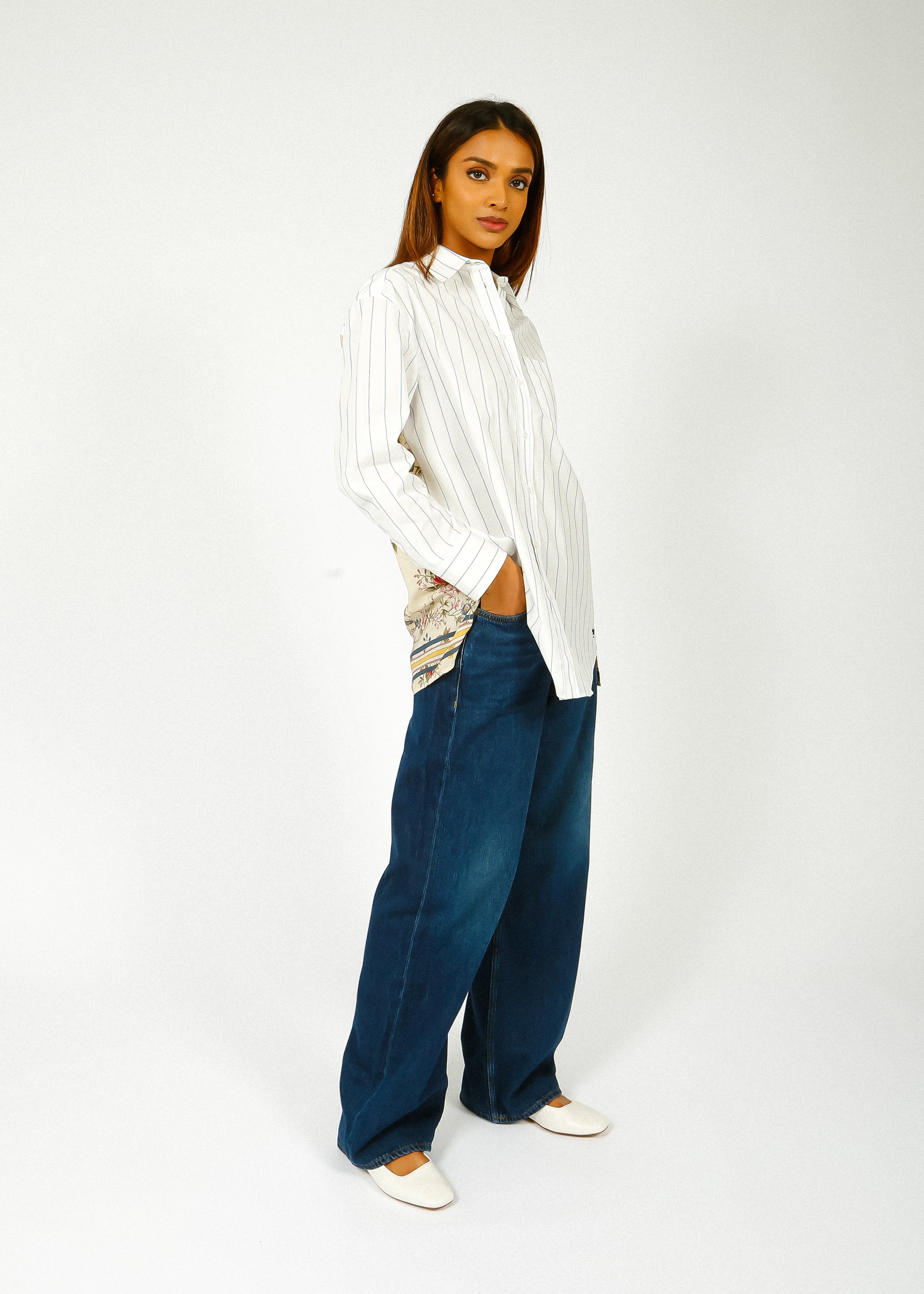 MM Corolla Stripe Shirt in Navy, Floral