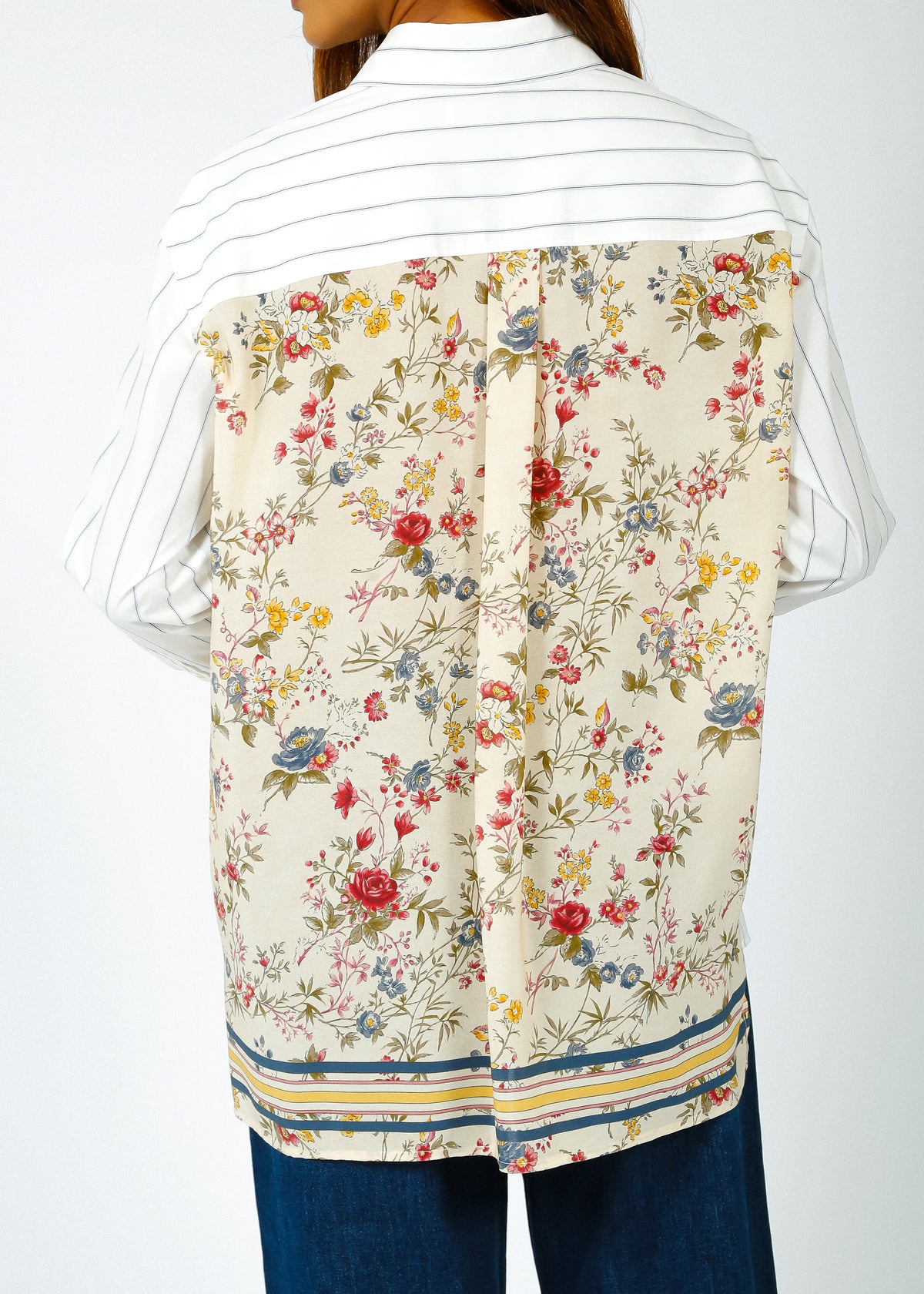MM Corolla Stripe Shirt in Navy, Floral