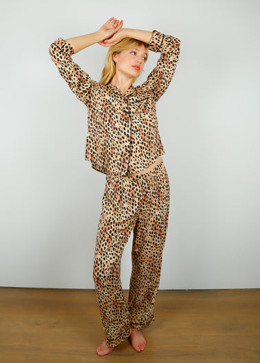 RIXO Austin PJ Set in Leopard
