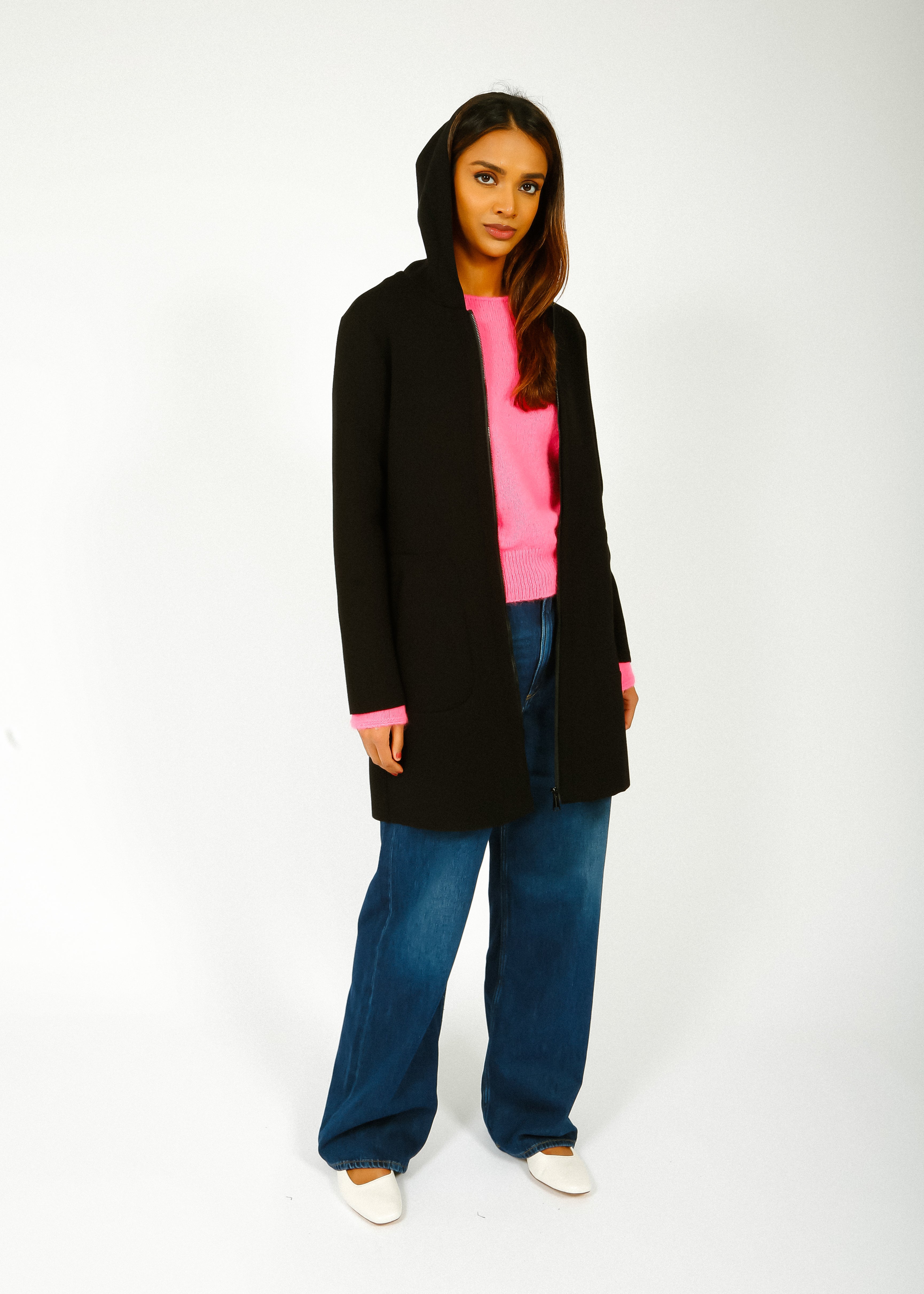 R&P Kodal Hooded Coat in Black