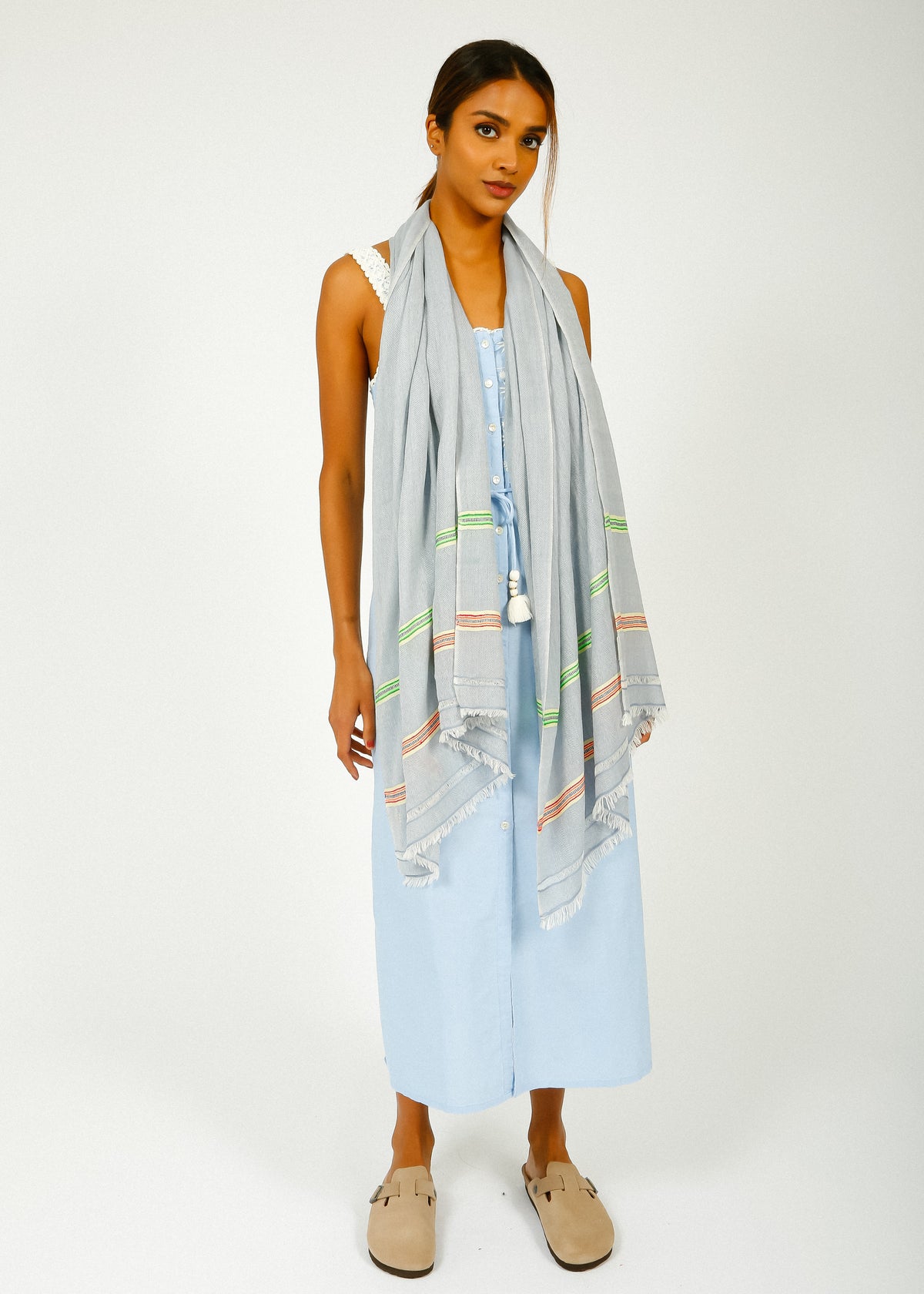 ANNA 073 Himalaya Scarf in Denim Blue