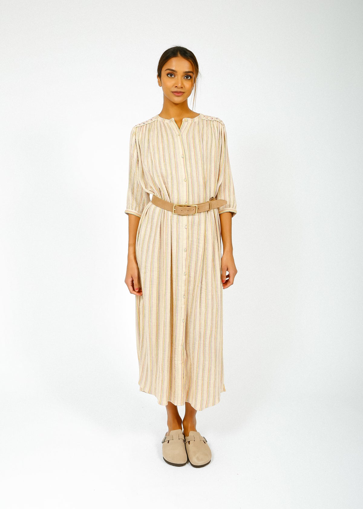 Louise Misha Deepalina Dress in Multi Rainbow Lines