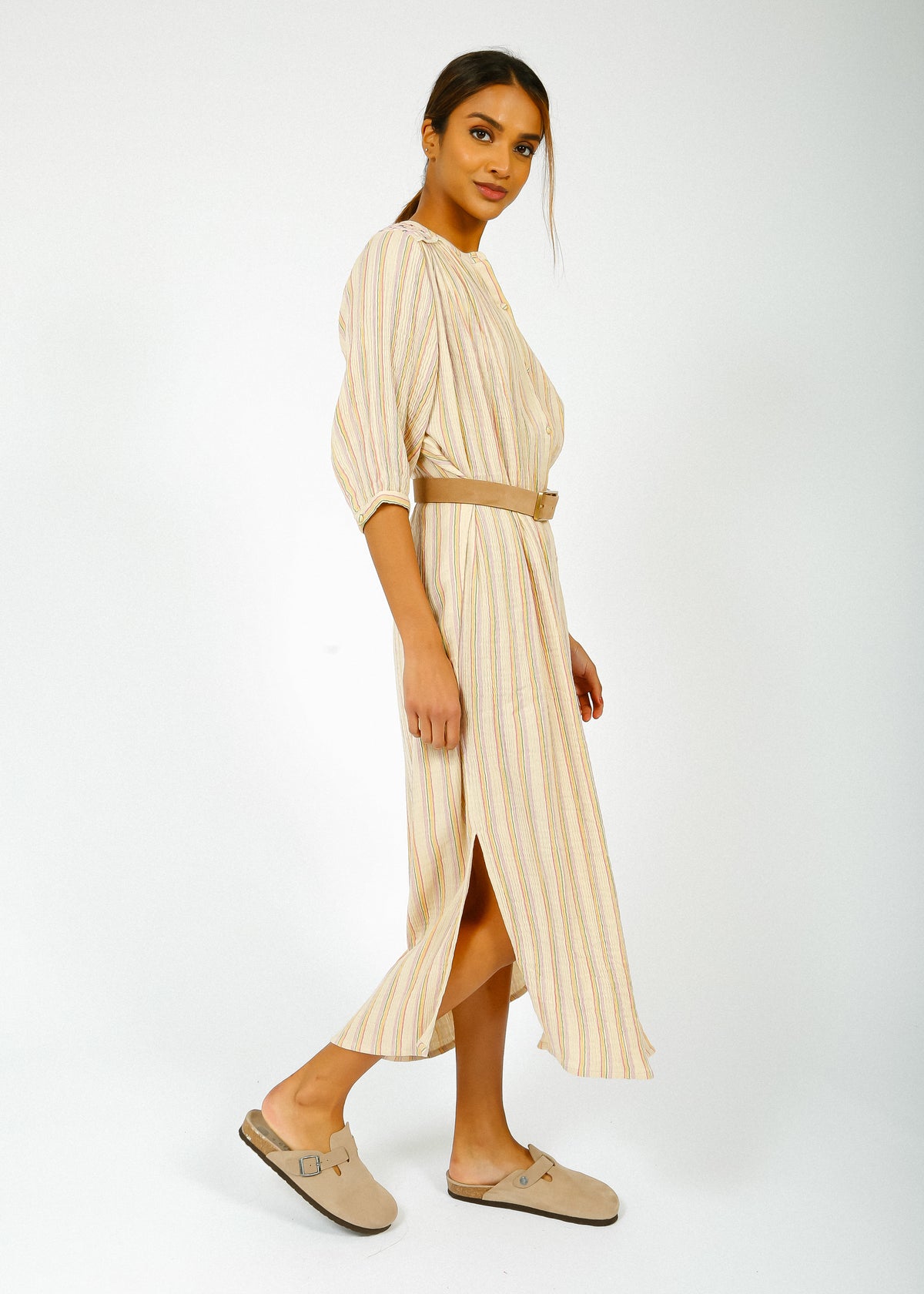 Louise Misha Deepalina Dress in Multi Rainbow Lines