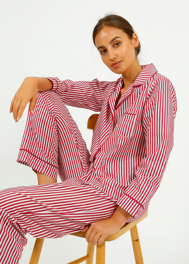 PARK Pyjama Set in Red, White Stripe