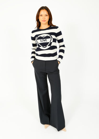 JU Missmatch Stripe Love Crew in Navy, Cream