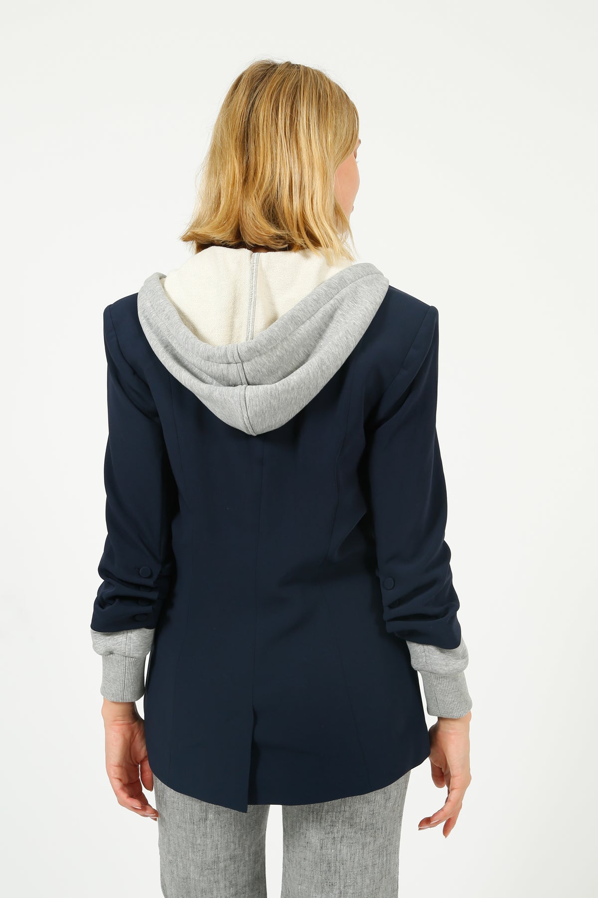 Cinq à Sept Hooded Khloe Blazer in Navy, Grey