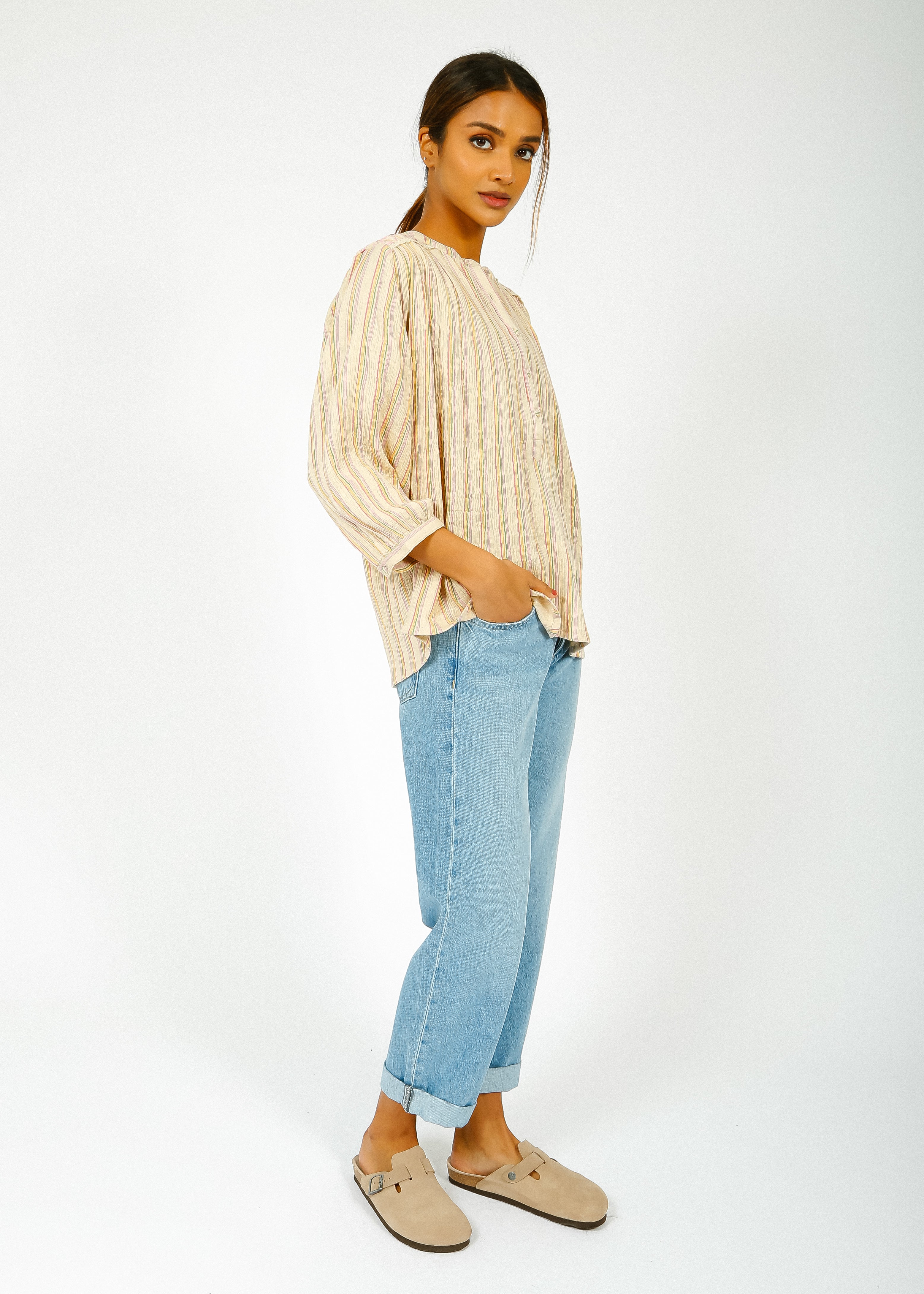 LM Jeannali Shirt in Multi Rainbow Lines