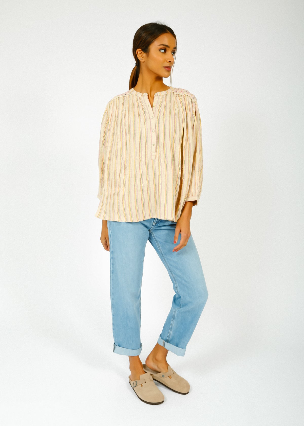 LM Jeannali Shirt in Multi Rainbow Lines