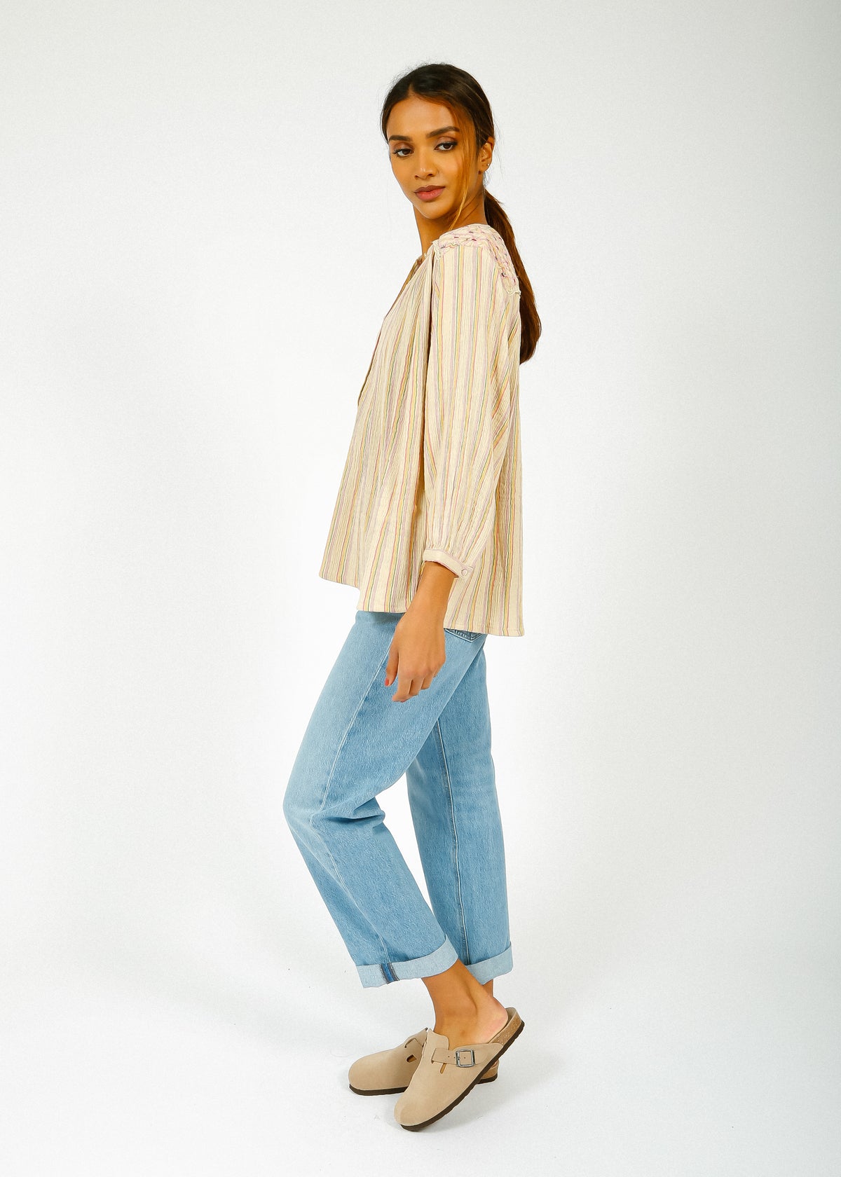 LM Jeannali Shirt in Multi Rainbow Lines