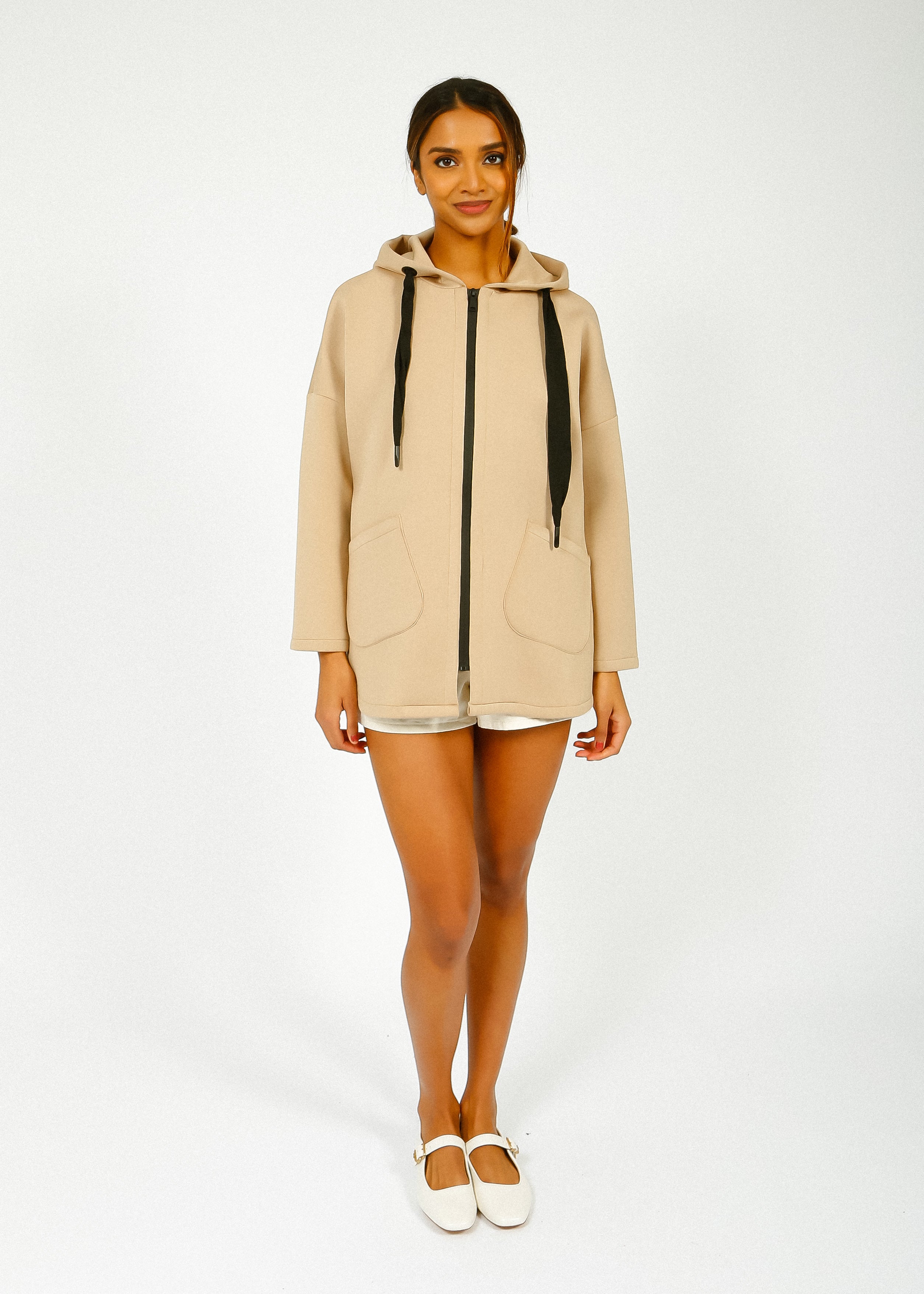 R&P Bray Hooded Coat in Sand
