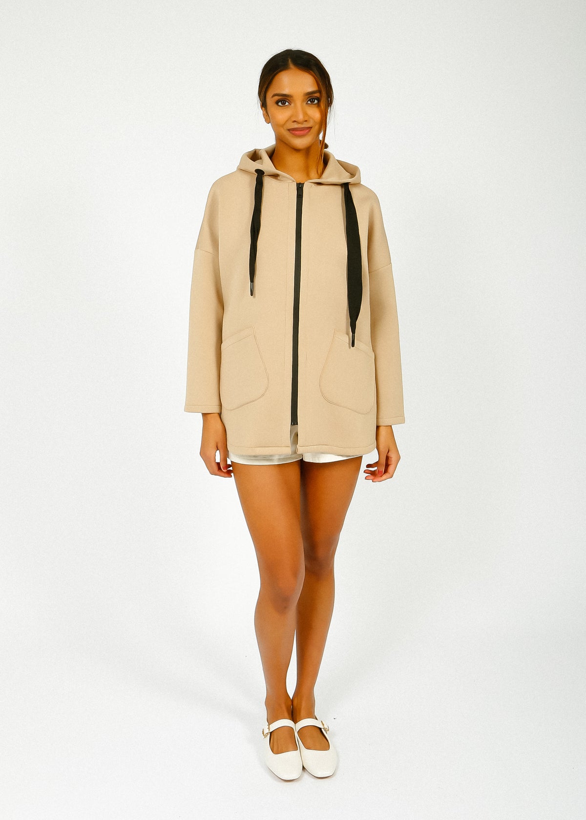 R&P Bray Hooded Coat in Sand