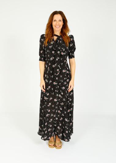 QOA Rhiannon Dress in Black Daisy