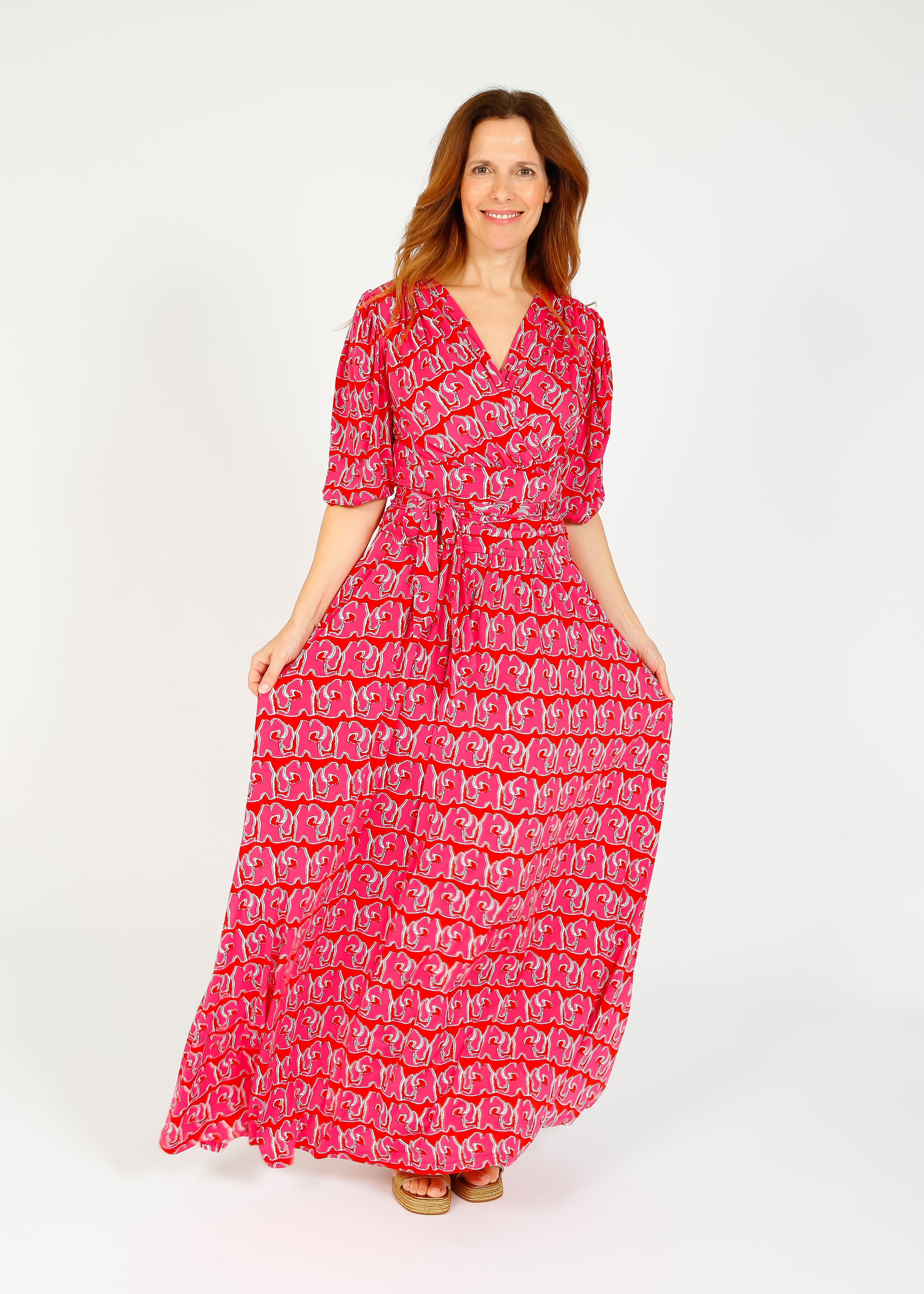Onjenu Deborah Maxi Dress in Tinos pink red