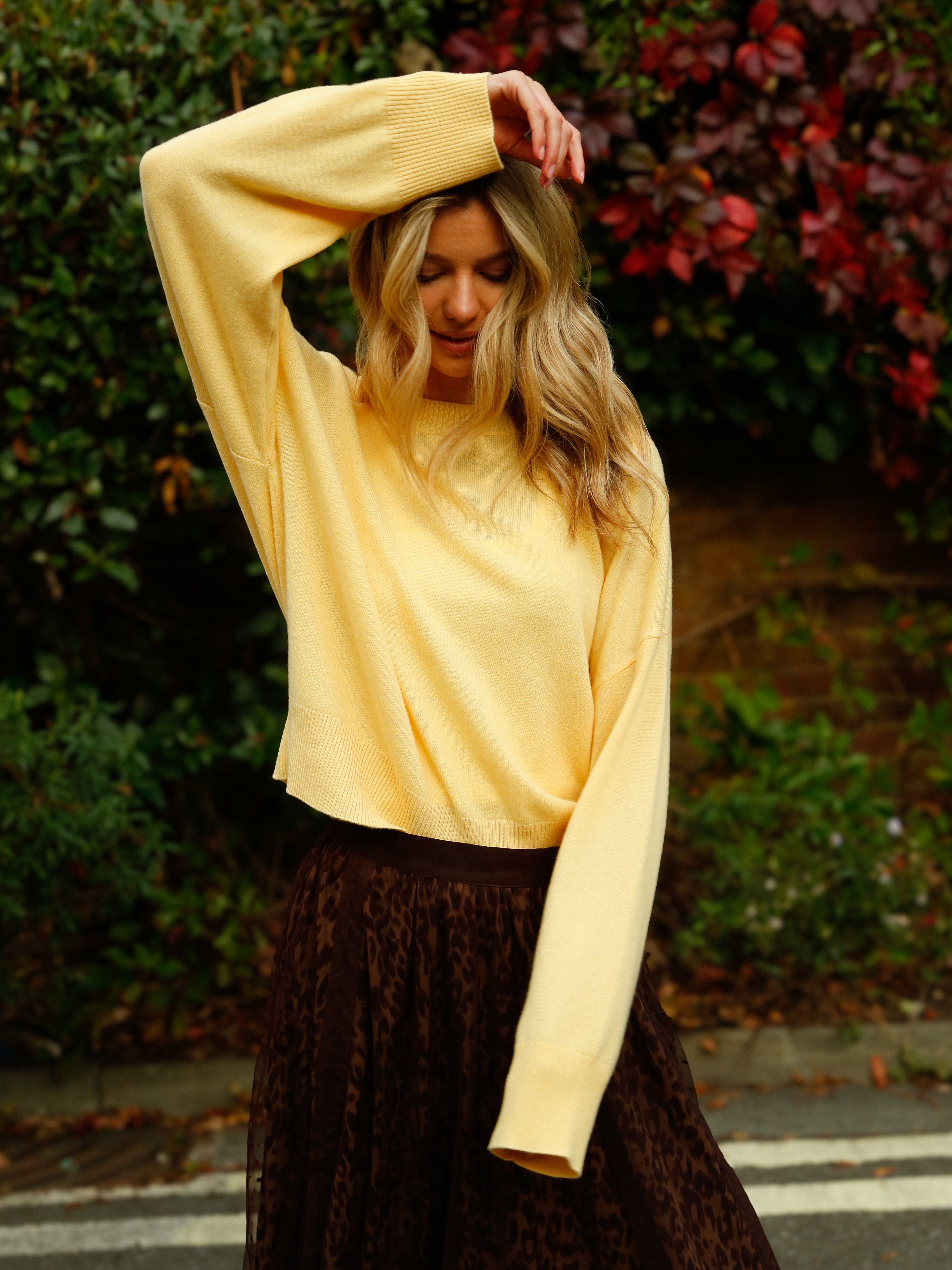 PARK Cashmere Boyfriend Jumper in Buttercream