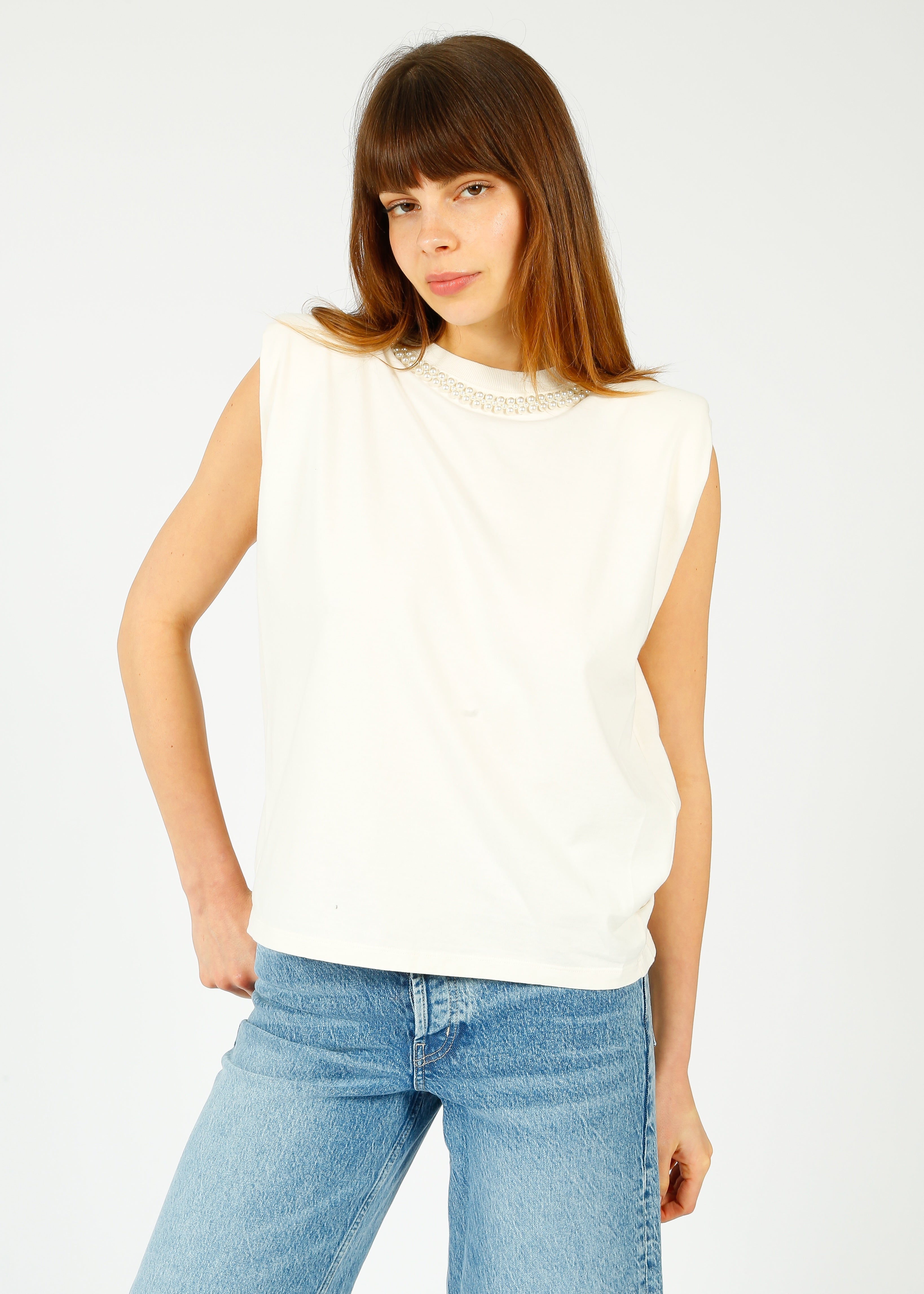 GG SL Padded Shoulder Tee in White