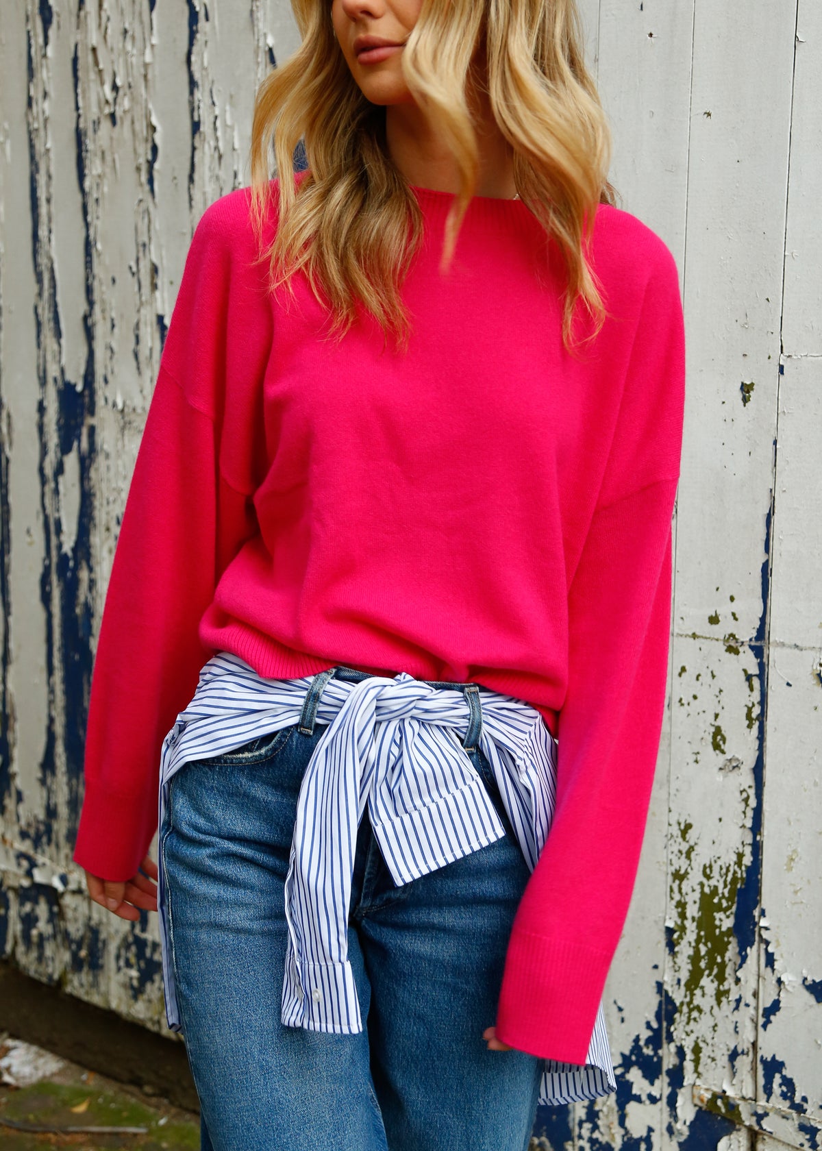 PARK Cashmere Boyfriend Jumper in Hot Pink