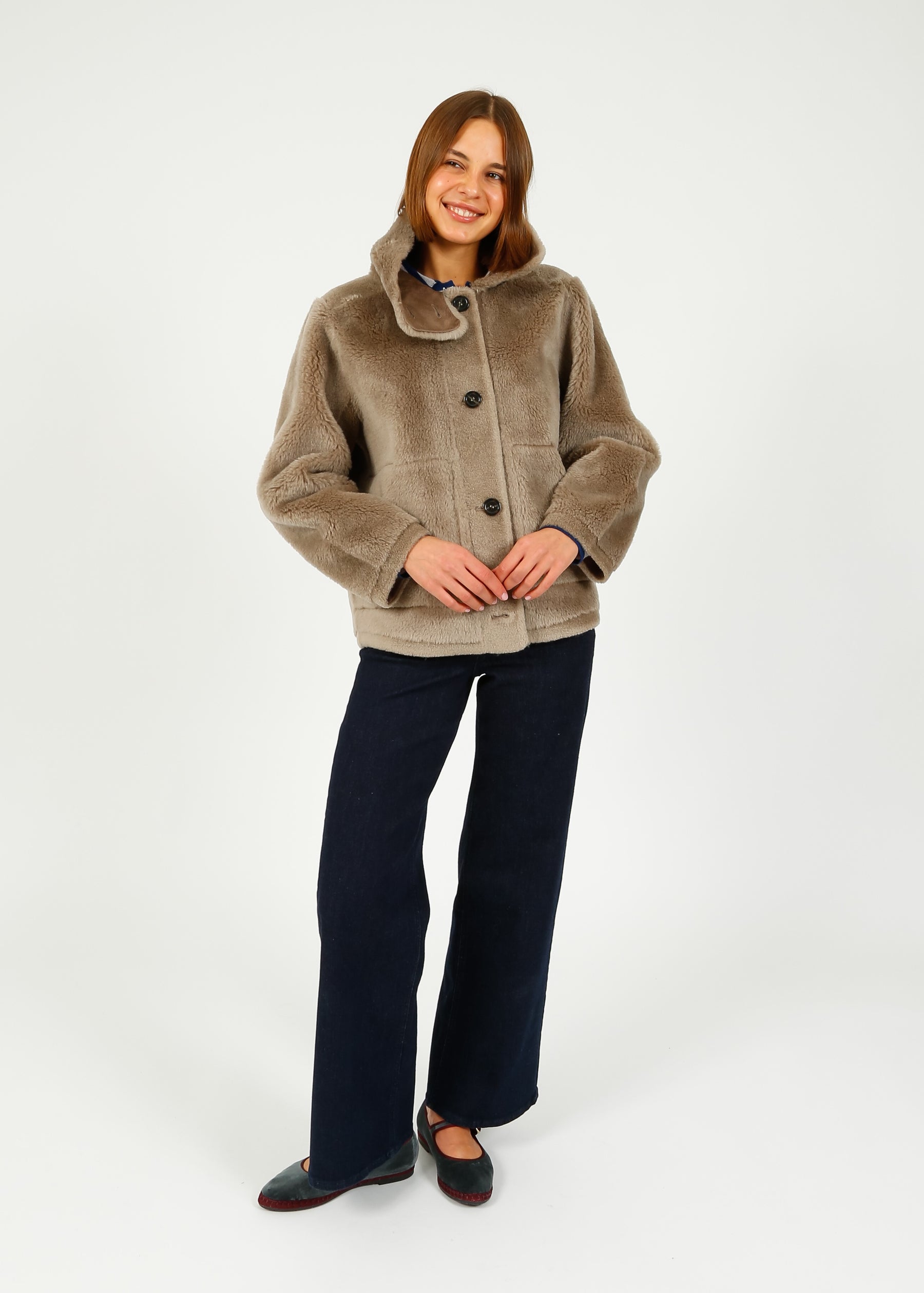 Oakwood Assietta Lily Fur Coat in Taupe
