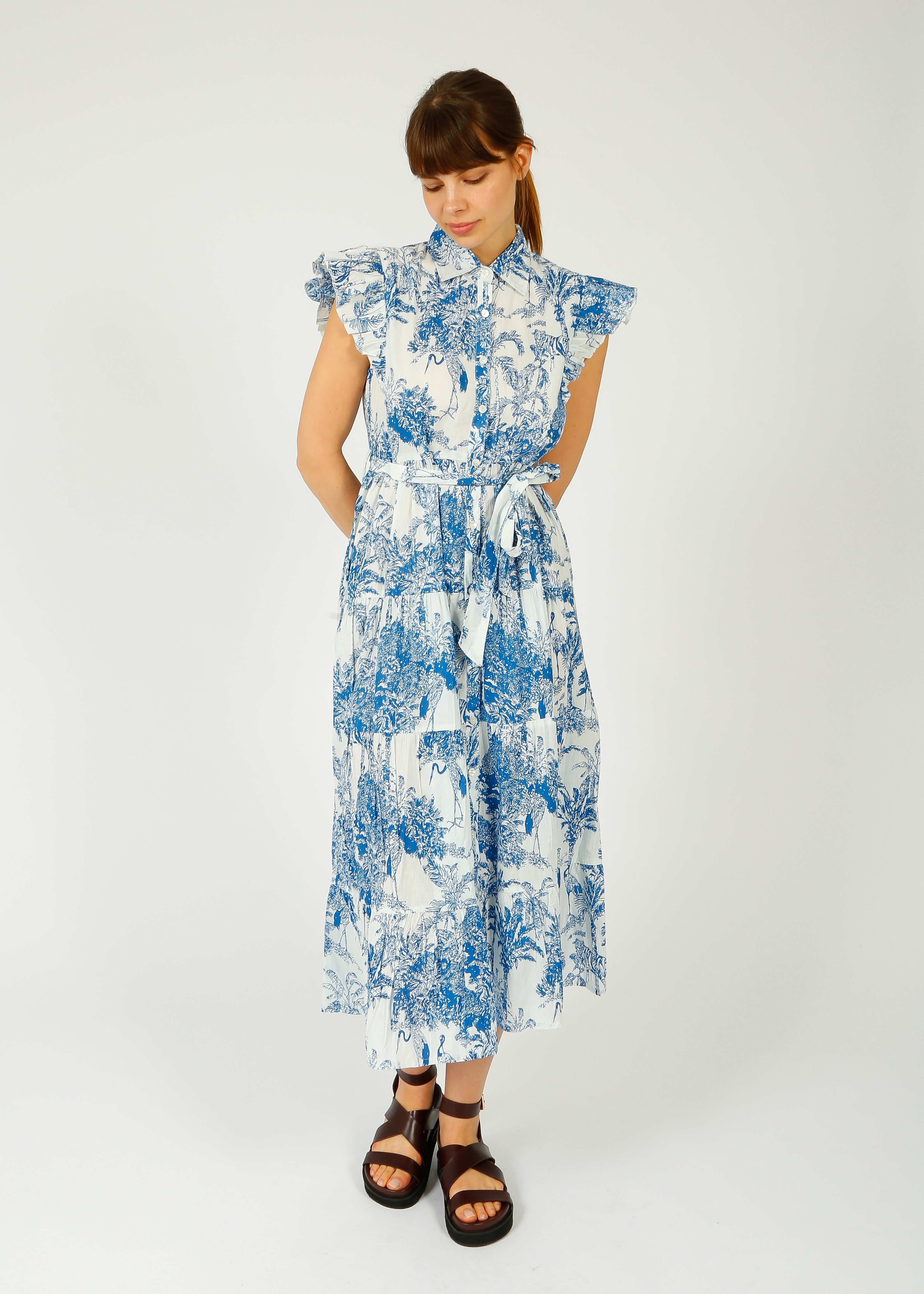 DREAM Long Beach Dress in Blue Sketch
