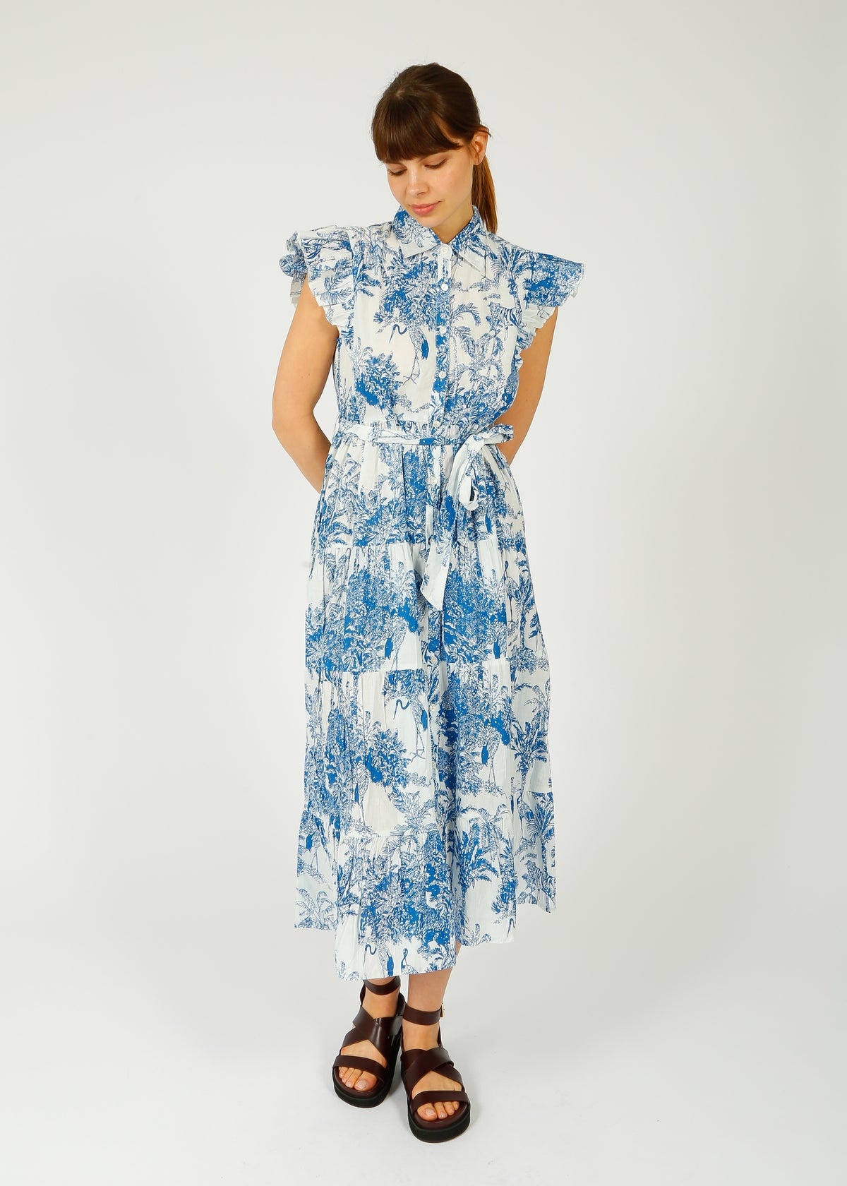 DREAM Long Beach Dress in Blue Sketch
