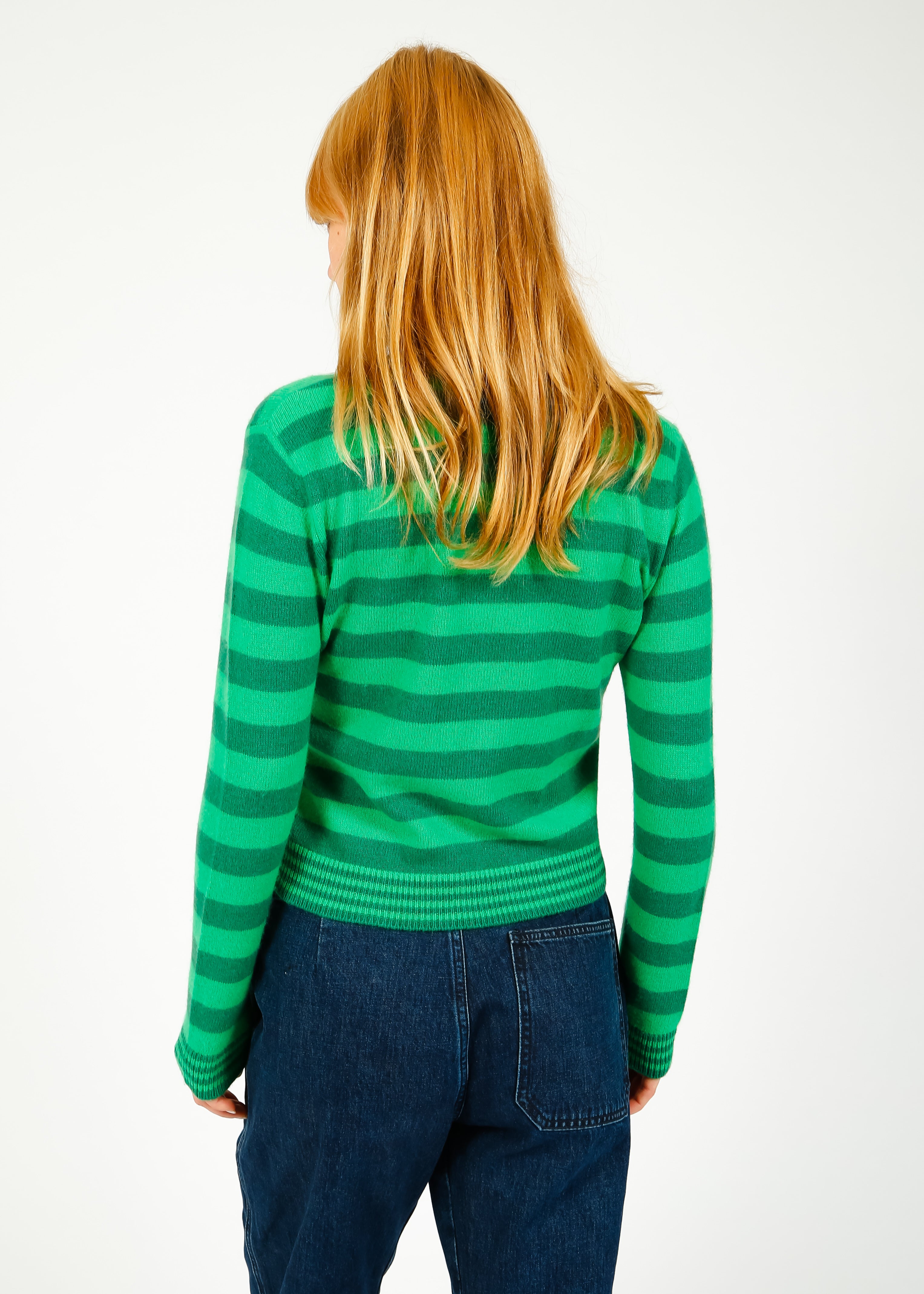 JU Super Stripe Roll Collar in Green Grass