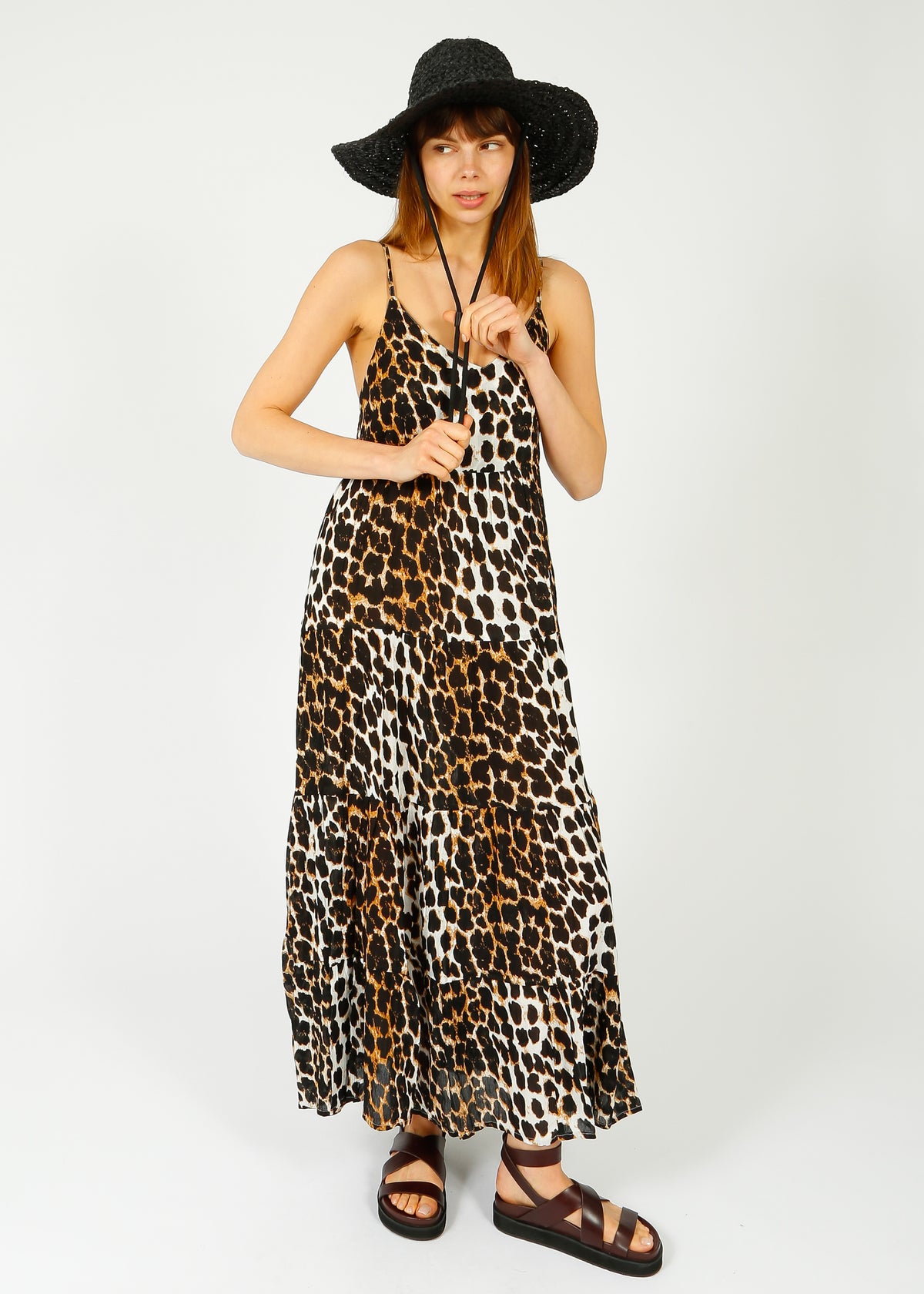 DREAM Vanilla Strap Dress in Leo Black