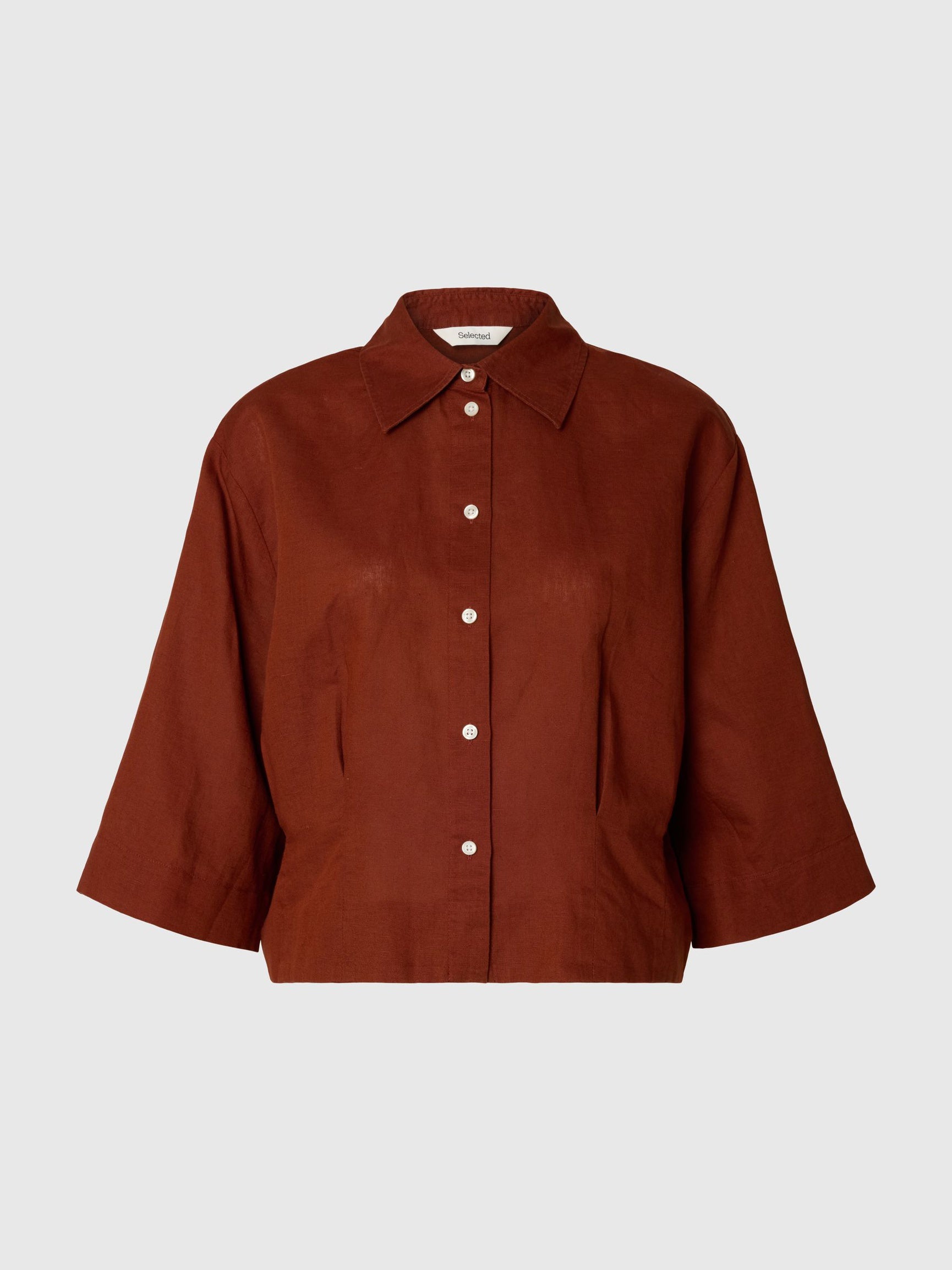 SELECTED Cleo Cropped Shirt in Cherry Mahogany