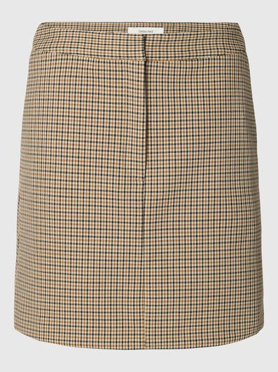 SELECTED Elara Mini Check Skirt - Monks Robe