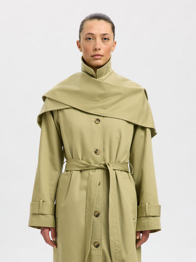 SELECTED Sandra Scarf coat in Slate Green
