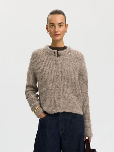 SELECTED Gabriella Button Cardi - Steel Grey
