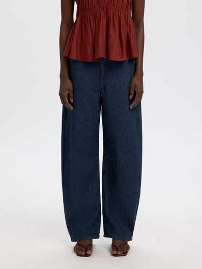 SELECTED Hanny Loose Barrel Jeans in Dark Denim
