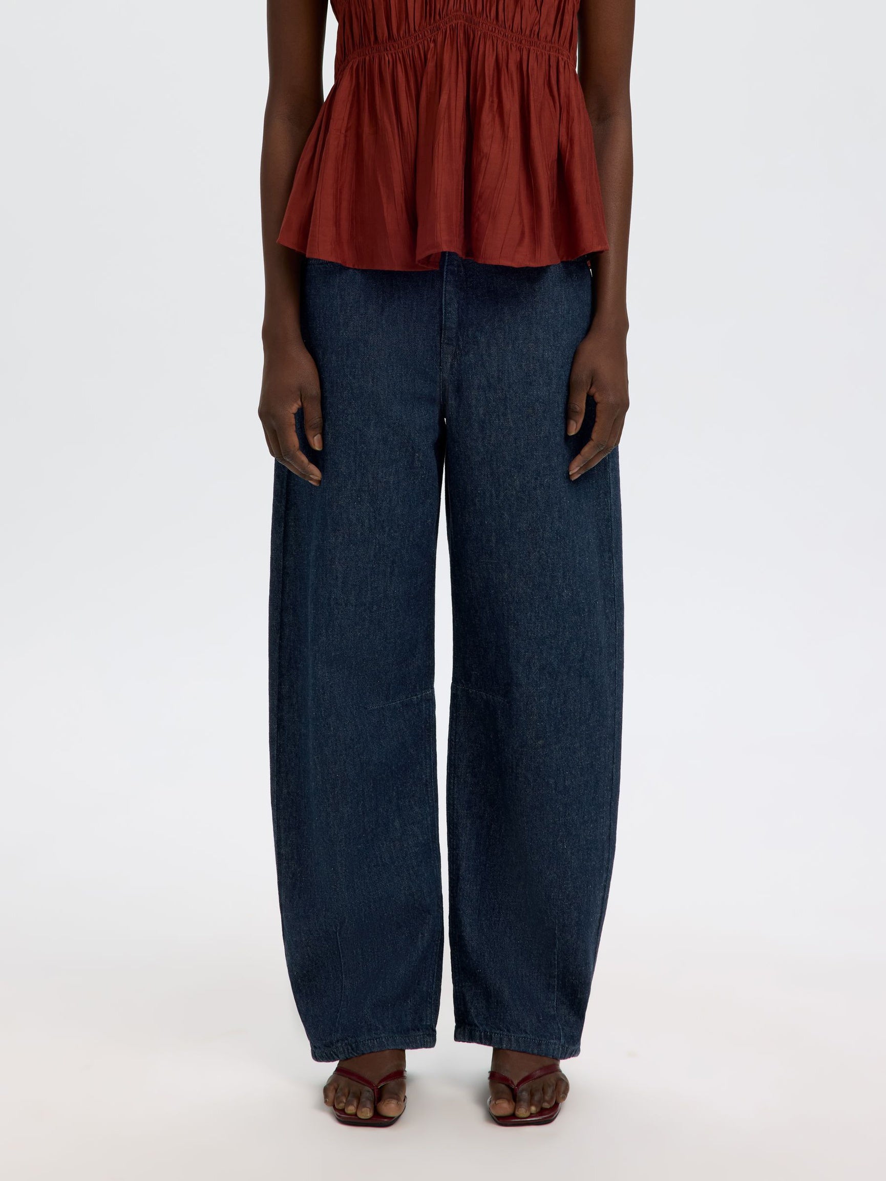 SELECTED Hanny Loose Barrel Jeans in Dark Denim