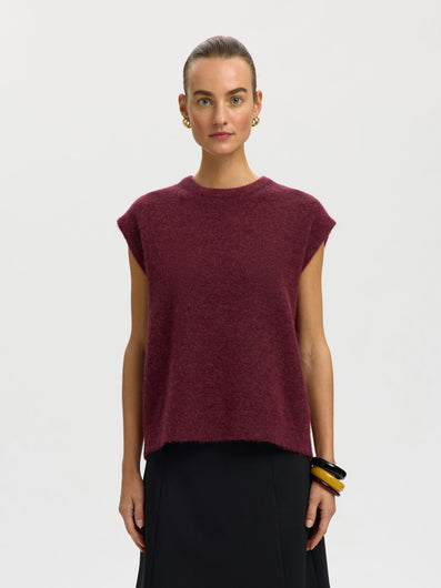 SELECTED Lulu SL Knit Vest - Tawny Port