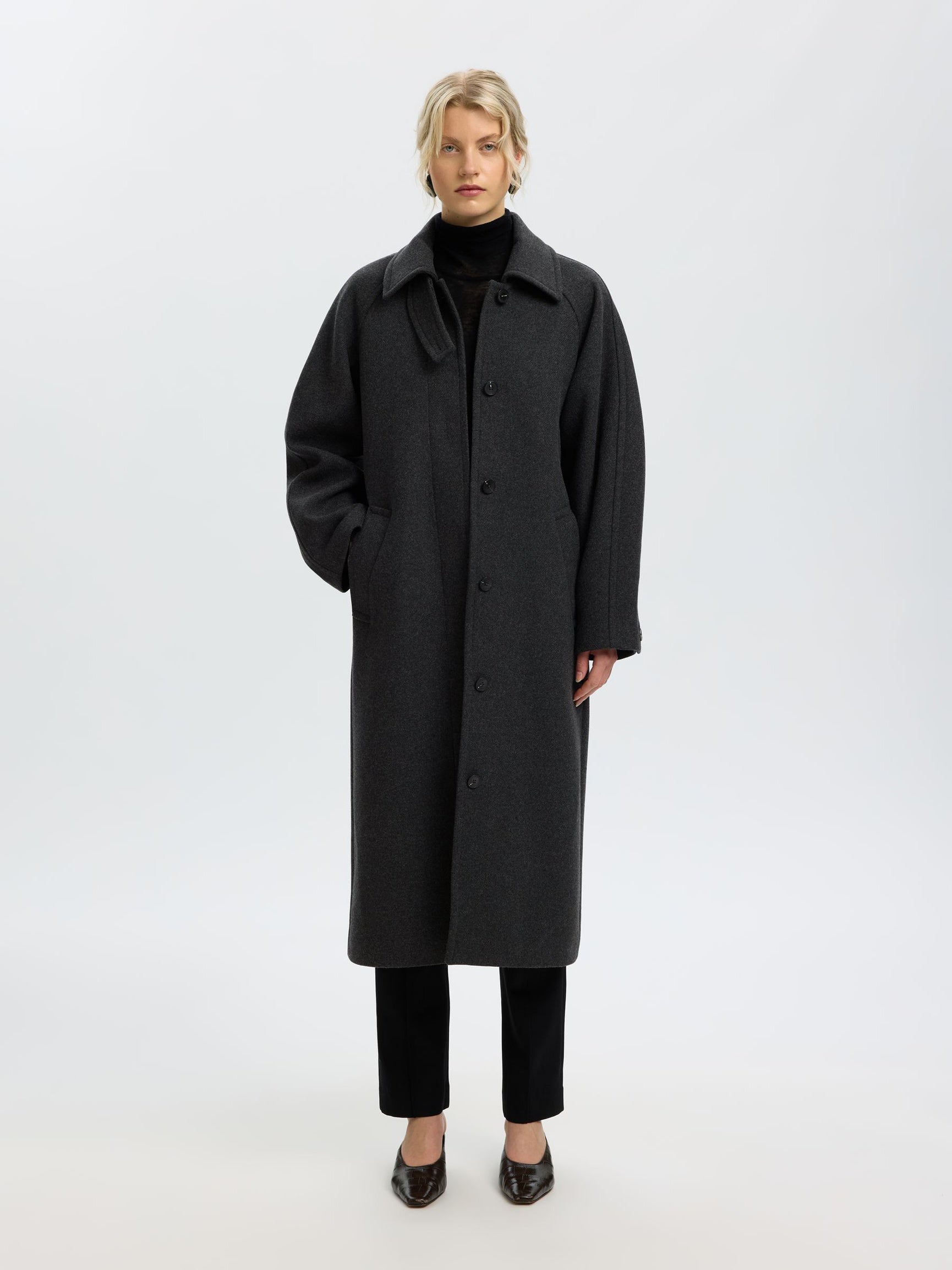 SELECTED Raey Manteco Coat - Dark Grey