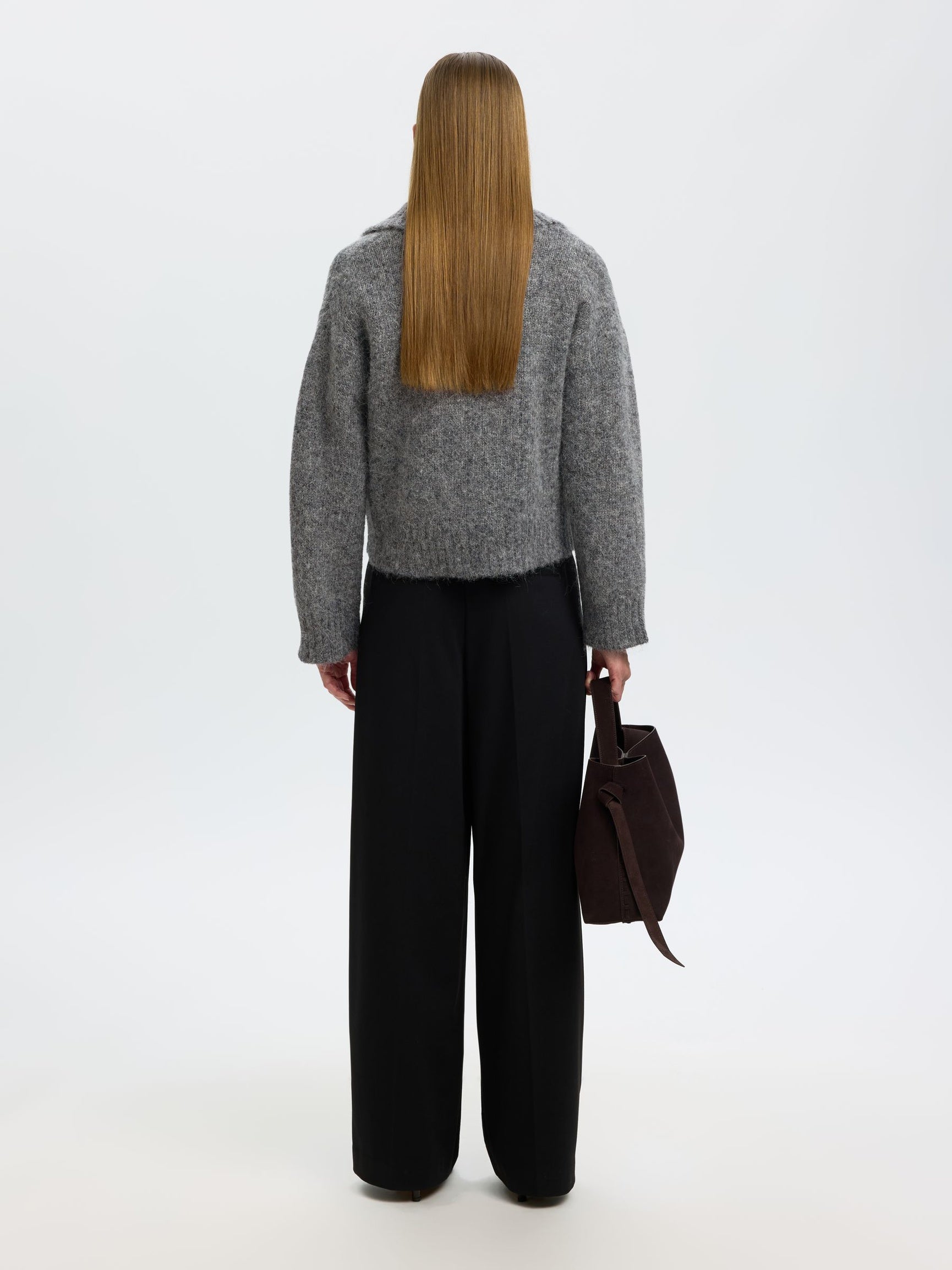 SELECTED Anjuli Half Zip Knit - Medium Grey