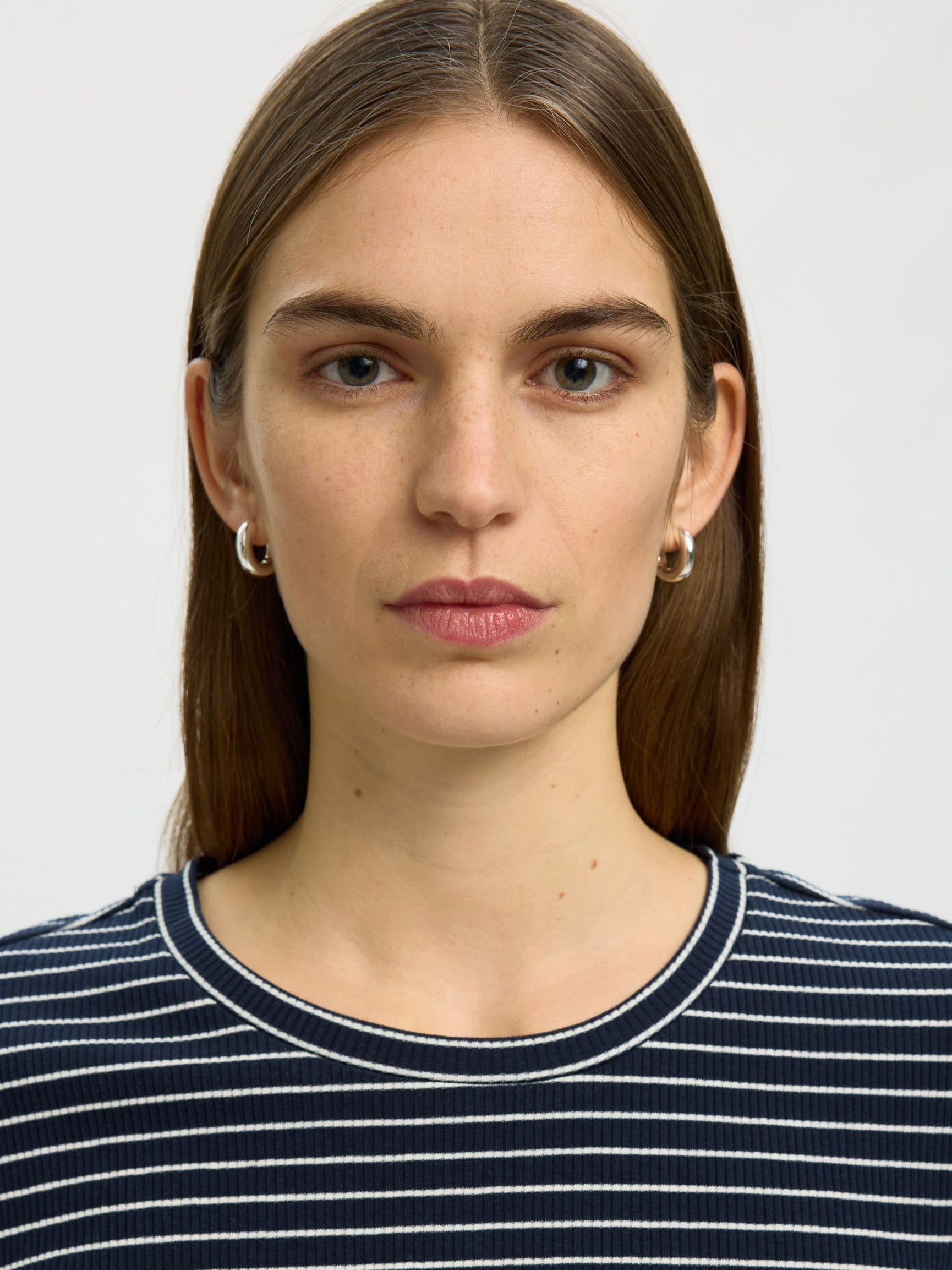SELECTED Anna LS Striped Tee - Dark Sapphire, White