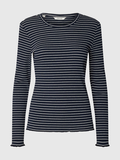 SELECTED Anna LS Striped Tee - Dark Sapphire, White