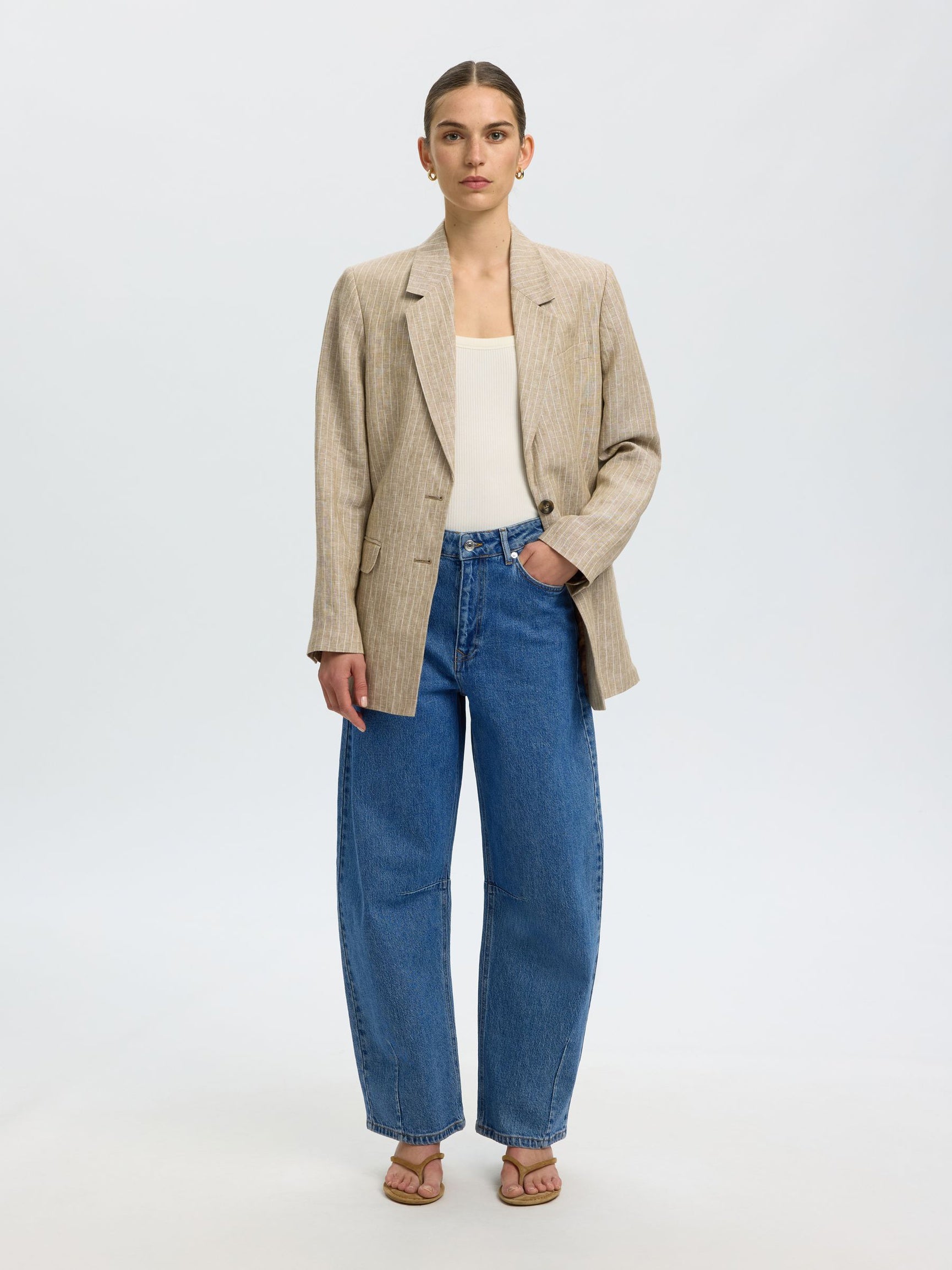 SELECTED Bea Kori Barrel Jeans - Medium Blue