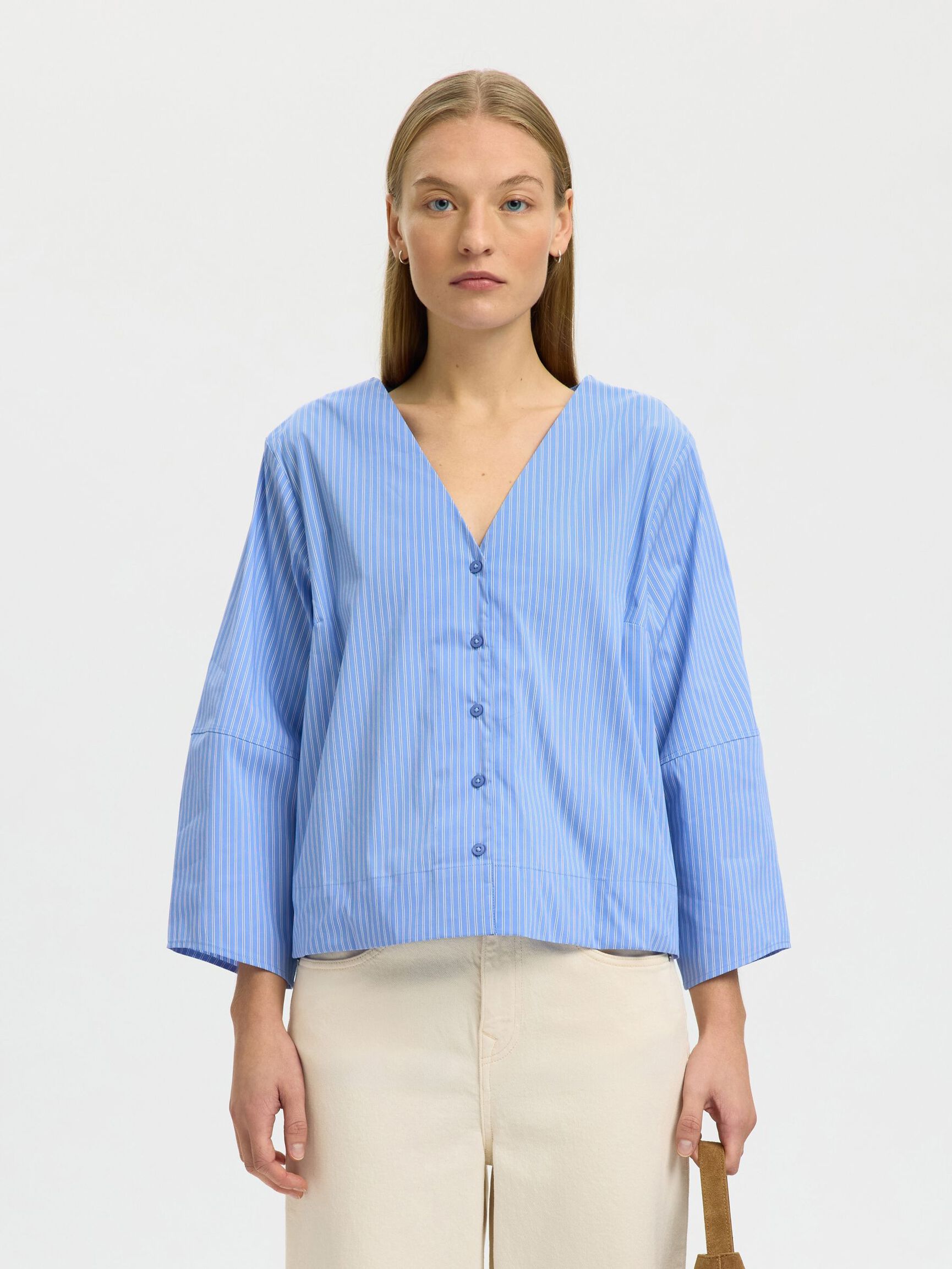 SELECTED_Bea_V_Neck_Shirt_in_Dusty_Blue_Stripe_1