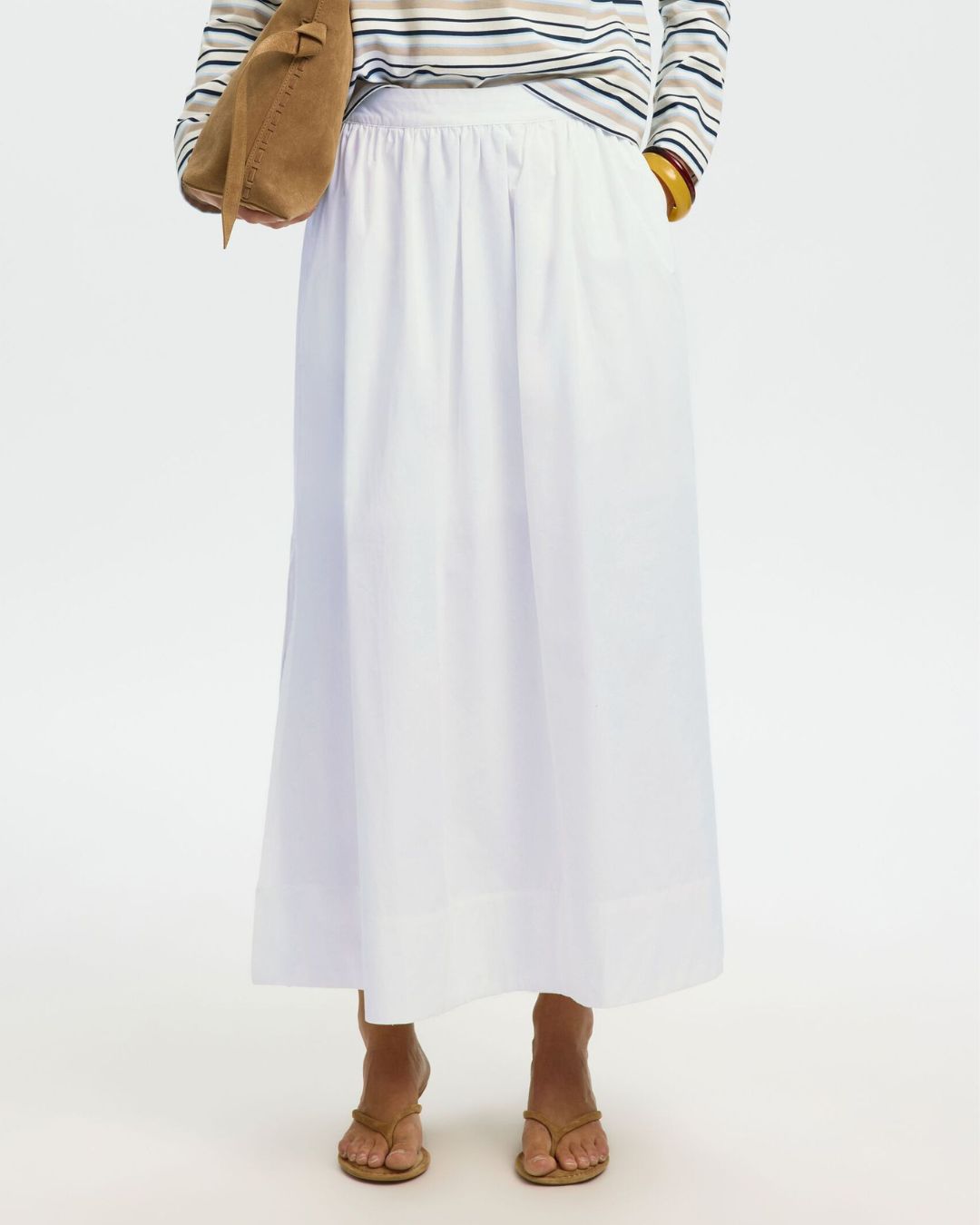 SELECTED Blair Ankle Split Skirt in White