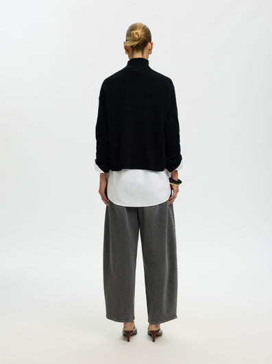 SELECTED Cille Cashmere High Neck Knit - Black
