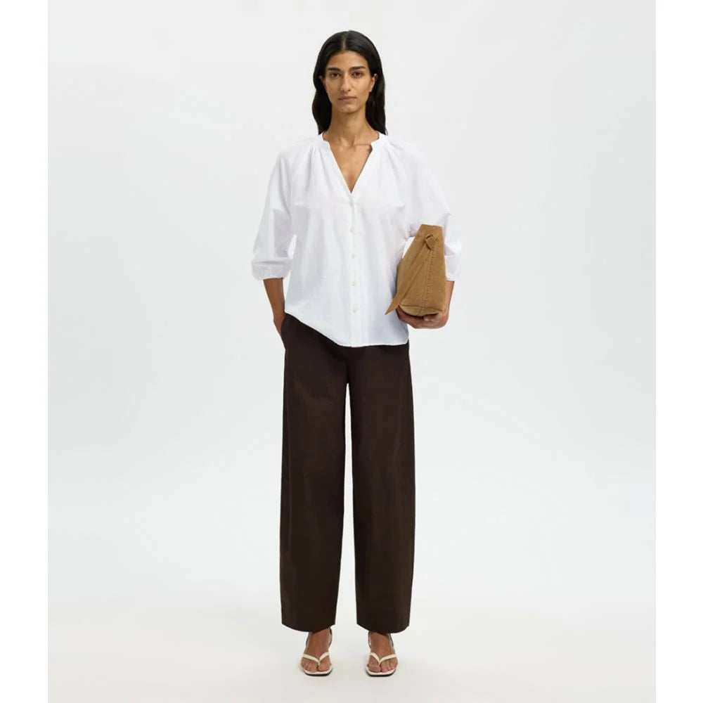 SELECTED Cleo Alberta Linen Blend Shirt in Bright White