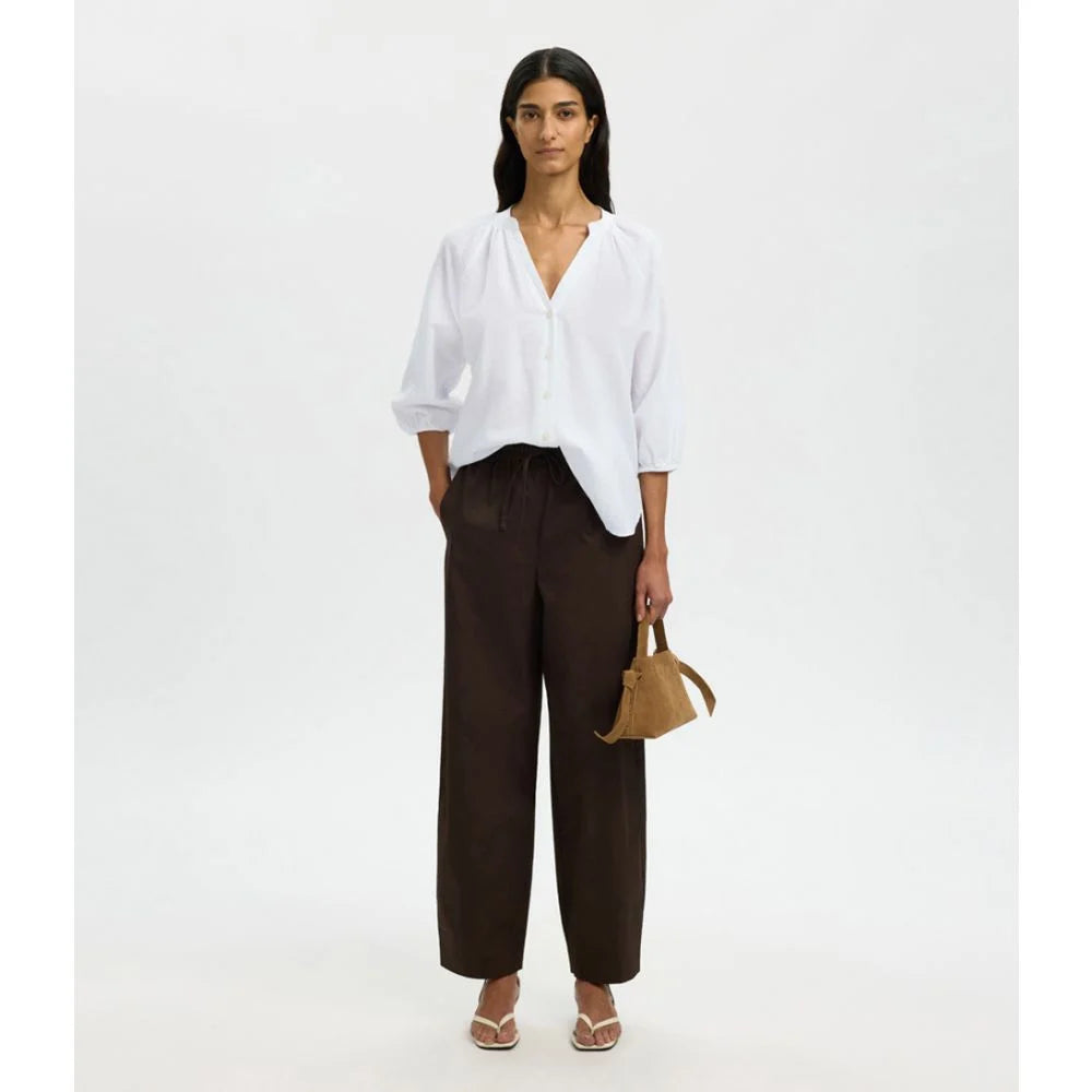 SELECTED Cleo Alberta Linen Blend Shirt in Bright White