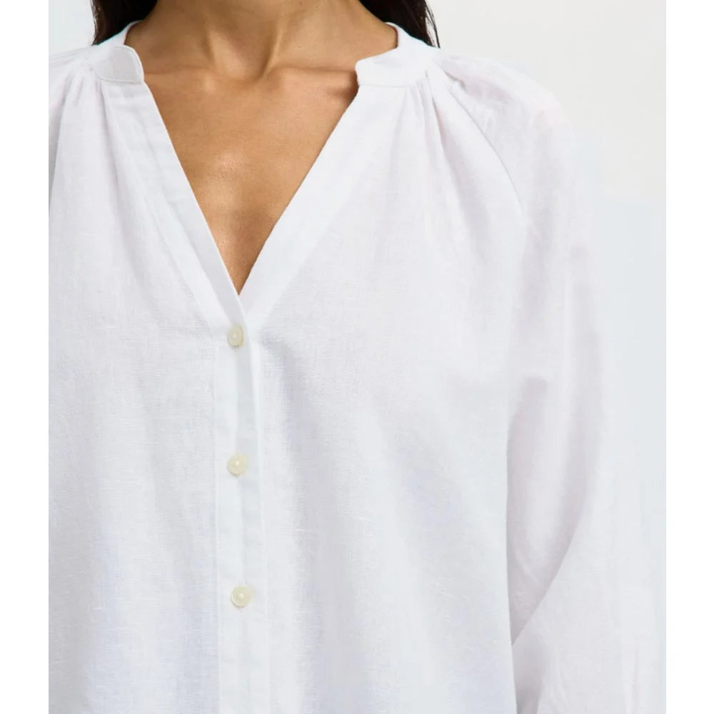 SELECTED Cleo Alberta Linen Blend Shirt in Bright White